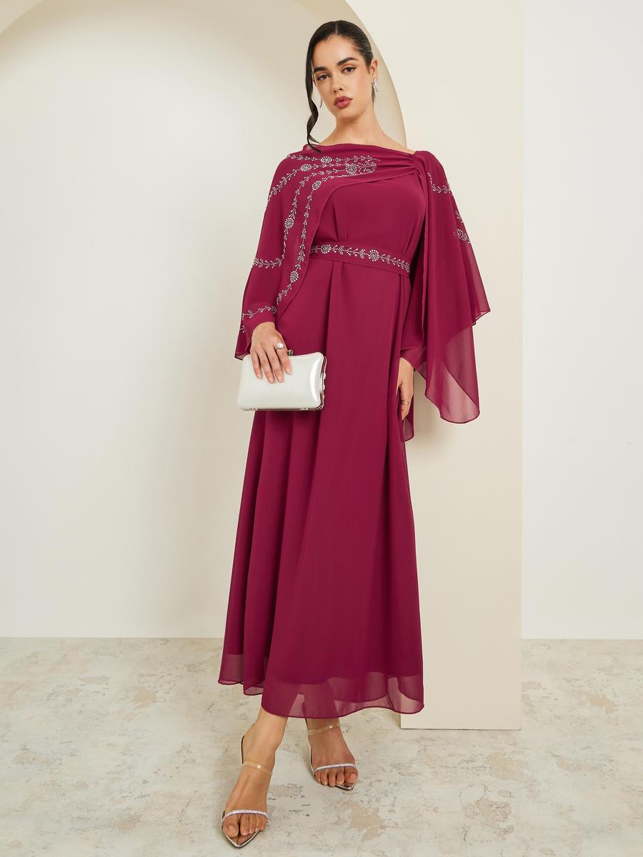 Styli Women Embellished Cape Sleeve Maxi Dress-women-clothing-dresses-image-1