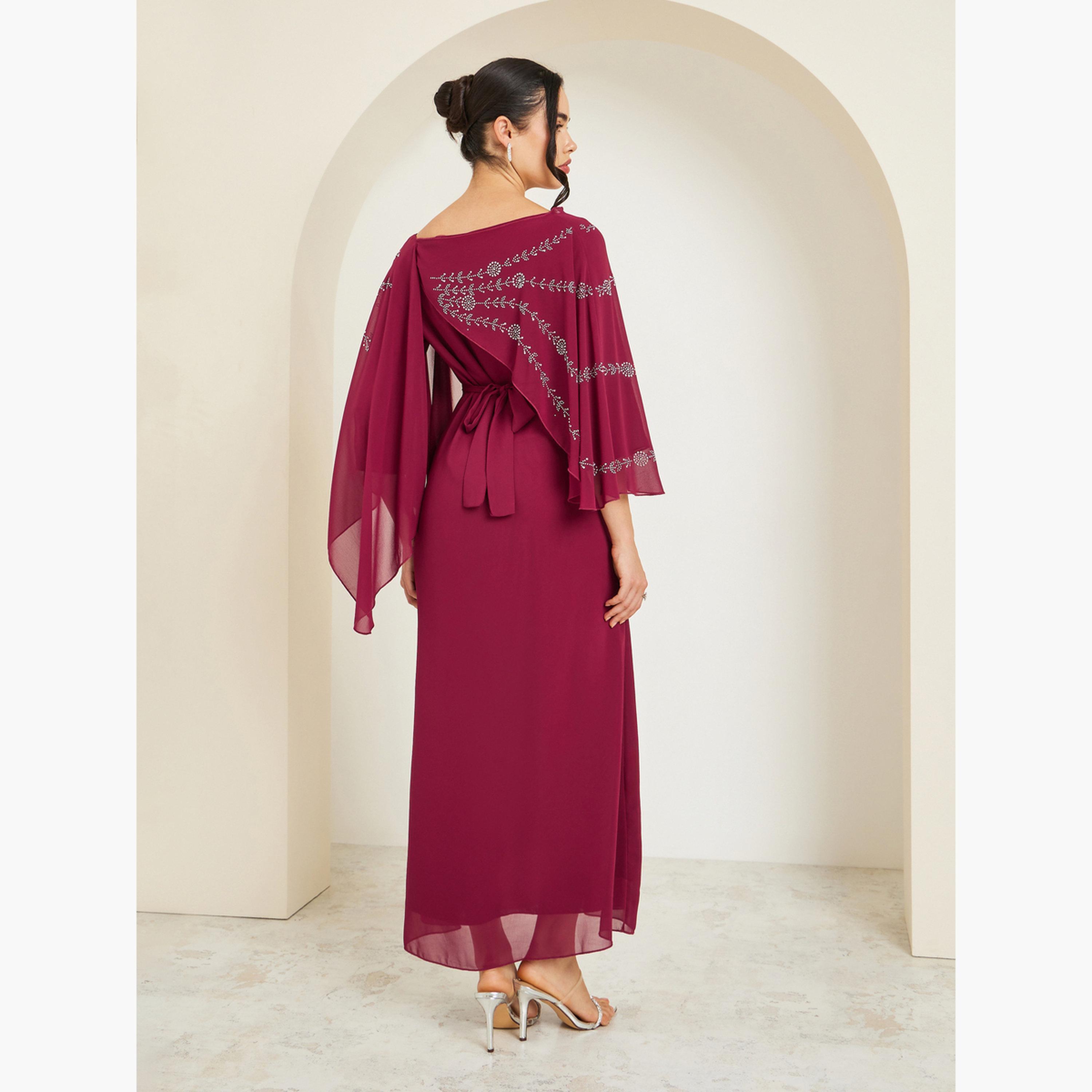 Styli Women Embellished Cape Sleeve Maxi Dress-women-clothing-dresses-image-4