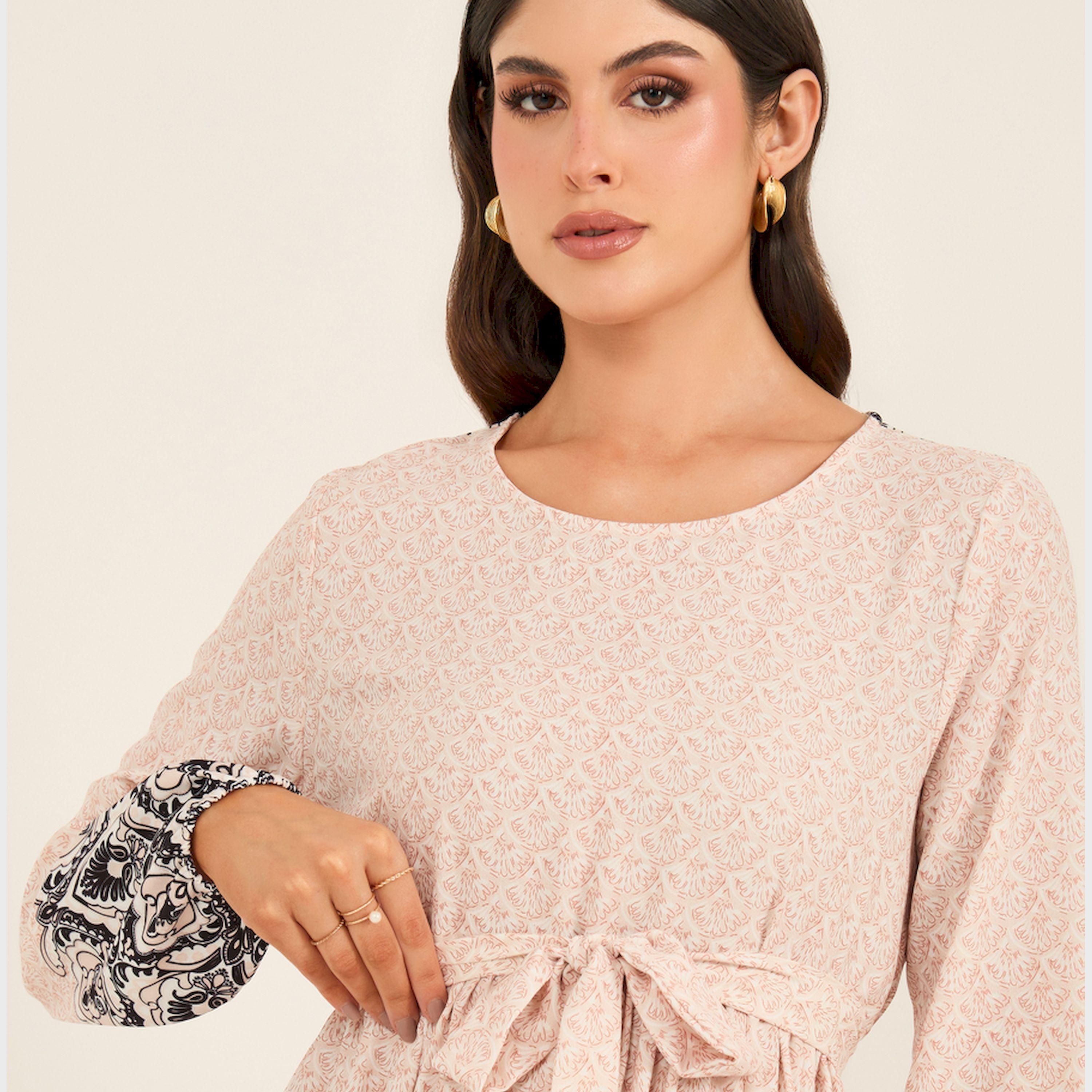 ستايلي - فستان ماكسي بقصة A وفتحة رقبة مستديرة وطبعات-women-clothing-dresses-image-4