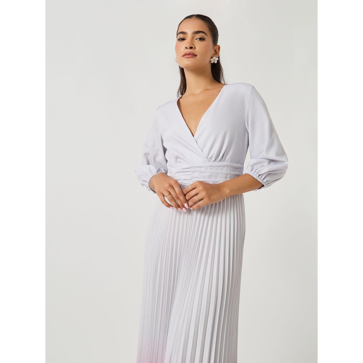 Styli Ombre Print Pleated Balloon Sleeves A-Line Maxi Dress-women-clothing-dresses-image-3