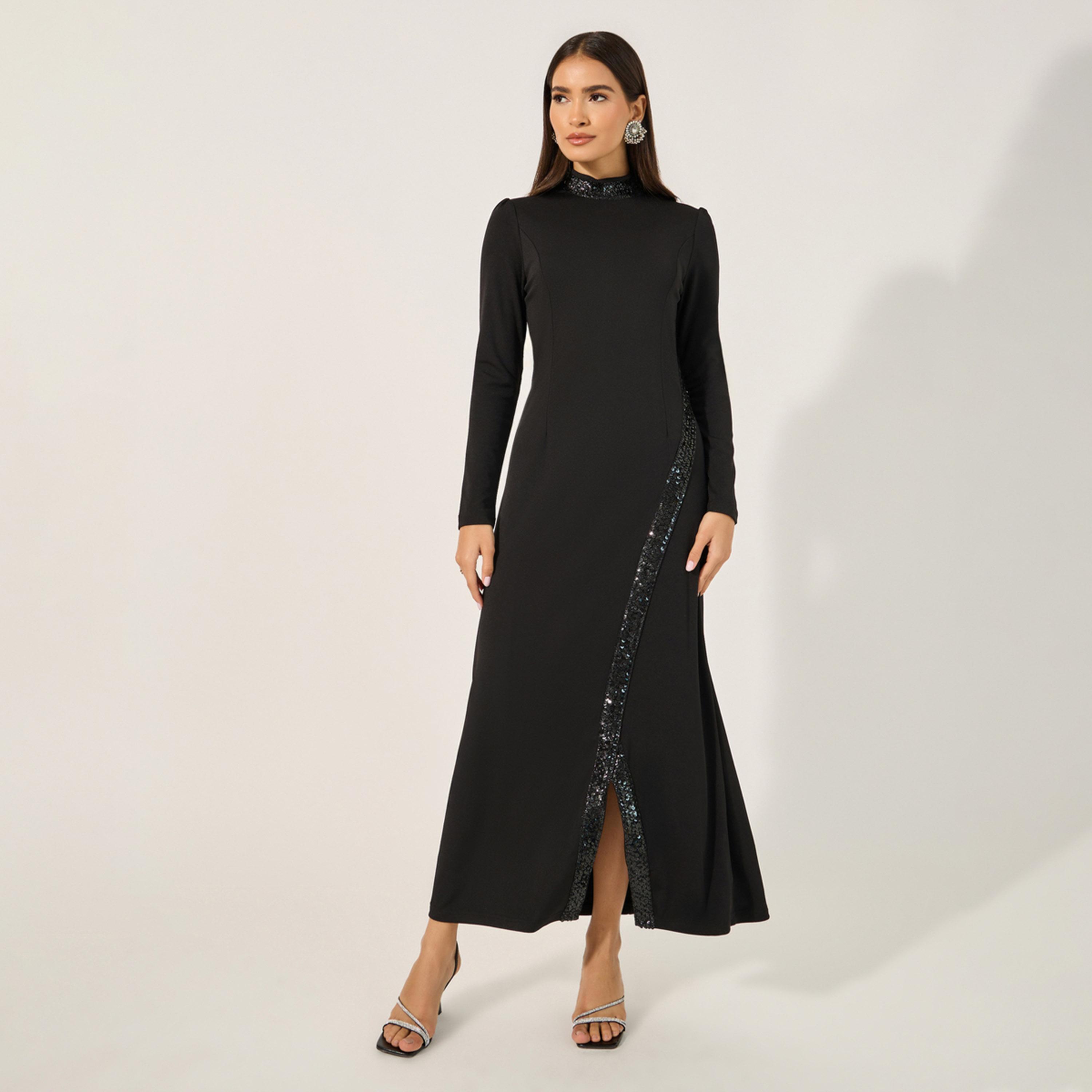 Styli Embellished Long Sleeves A-Line Maxi Dress-women-clothing-dresses-image-2
