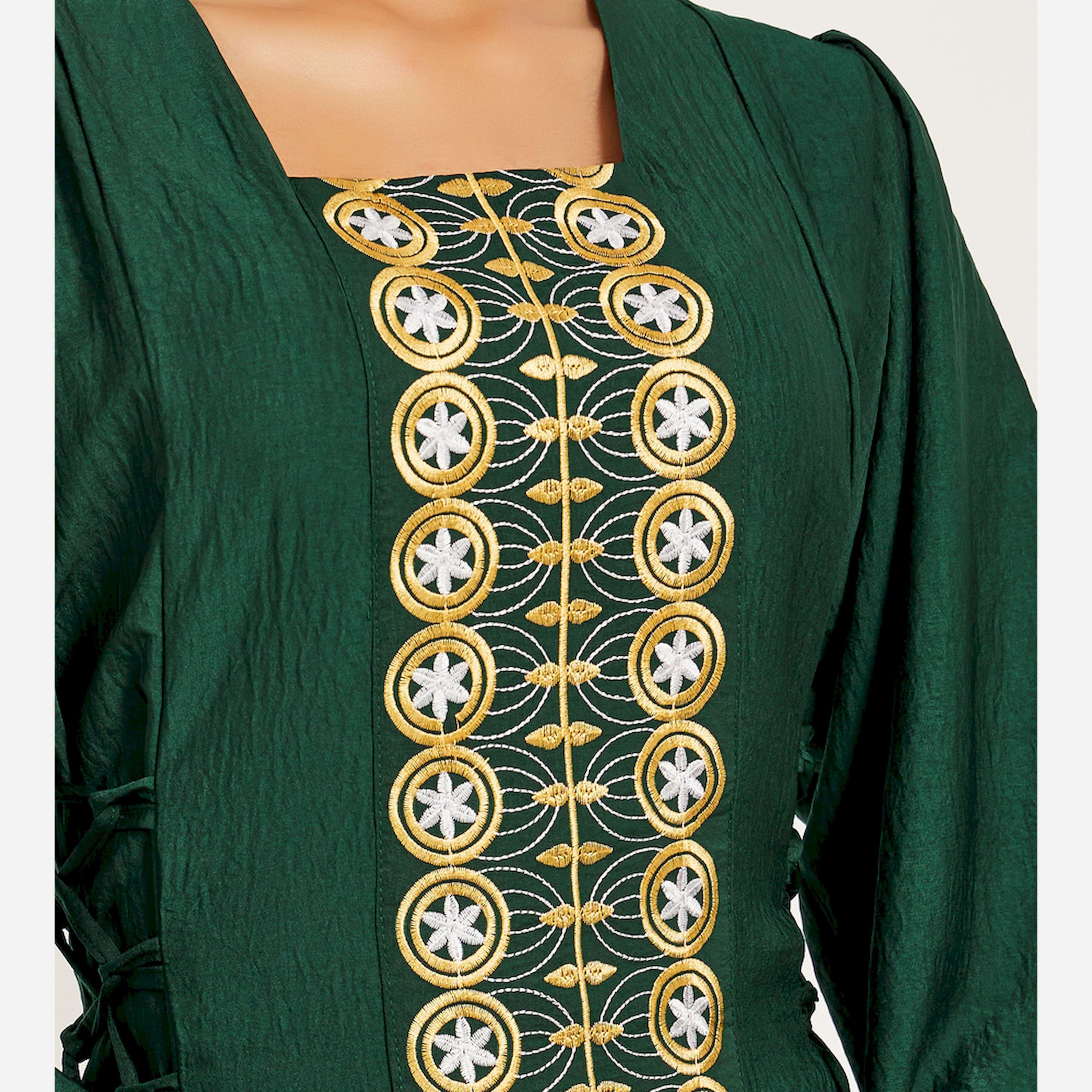 ستايلي - جلابية مطرزة من الأمام بتفاصيل رباط جانبي-women-arabicclothing-jalabiyas-image-5