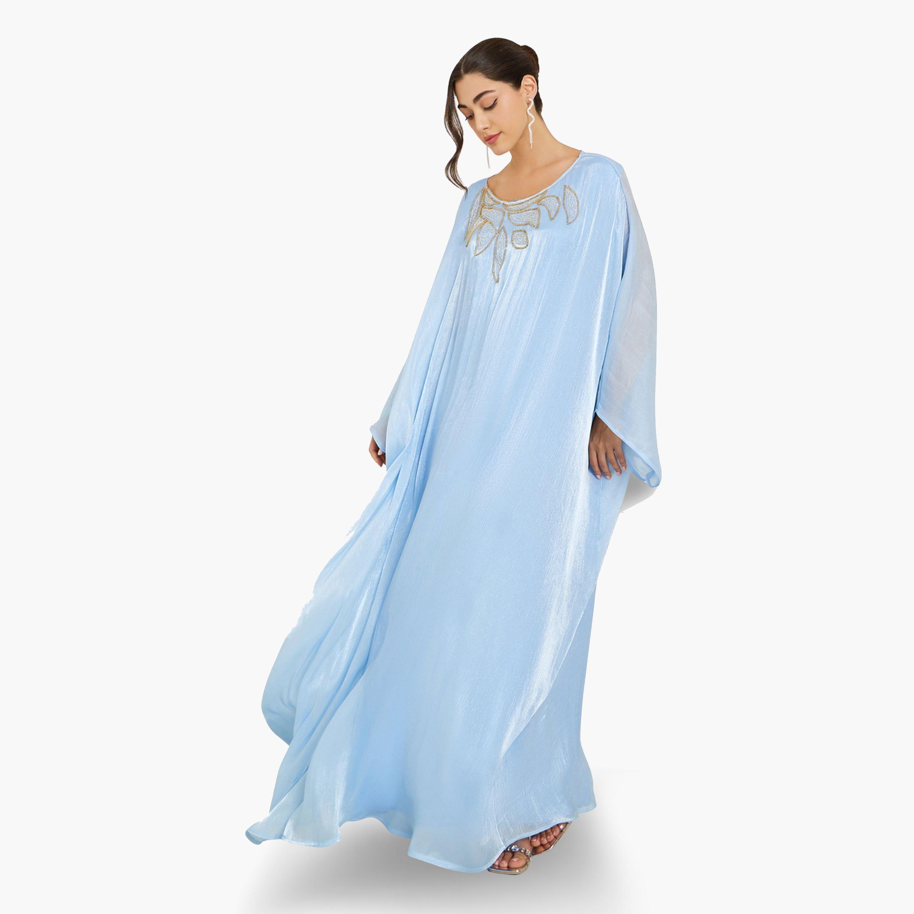 قفطان لامع مزين لون أزرق-women-arabicclothing-kaftan-image-3