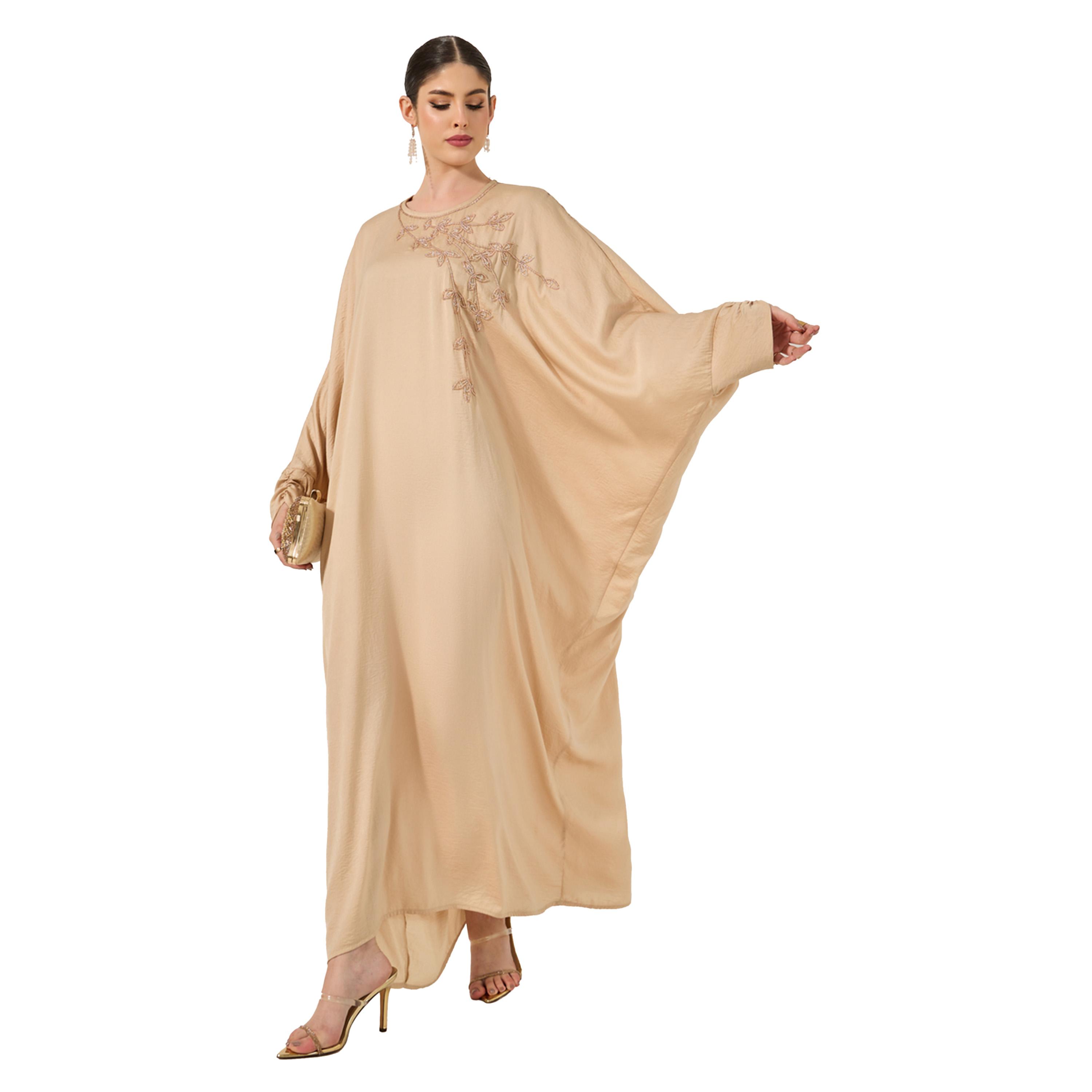 ستايلي - قفطان مطرز بأكمام خفاش واسعة وقصة واسعة-women-arabicclothing-kaftan-image-1