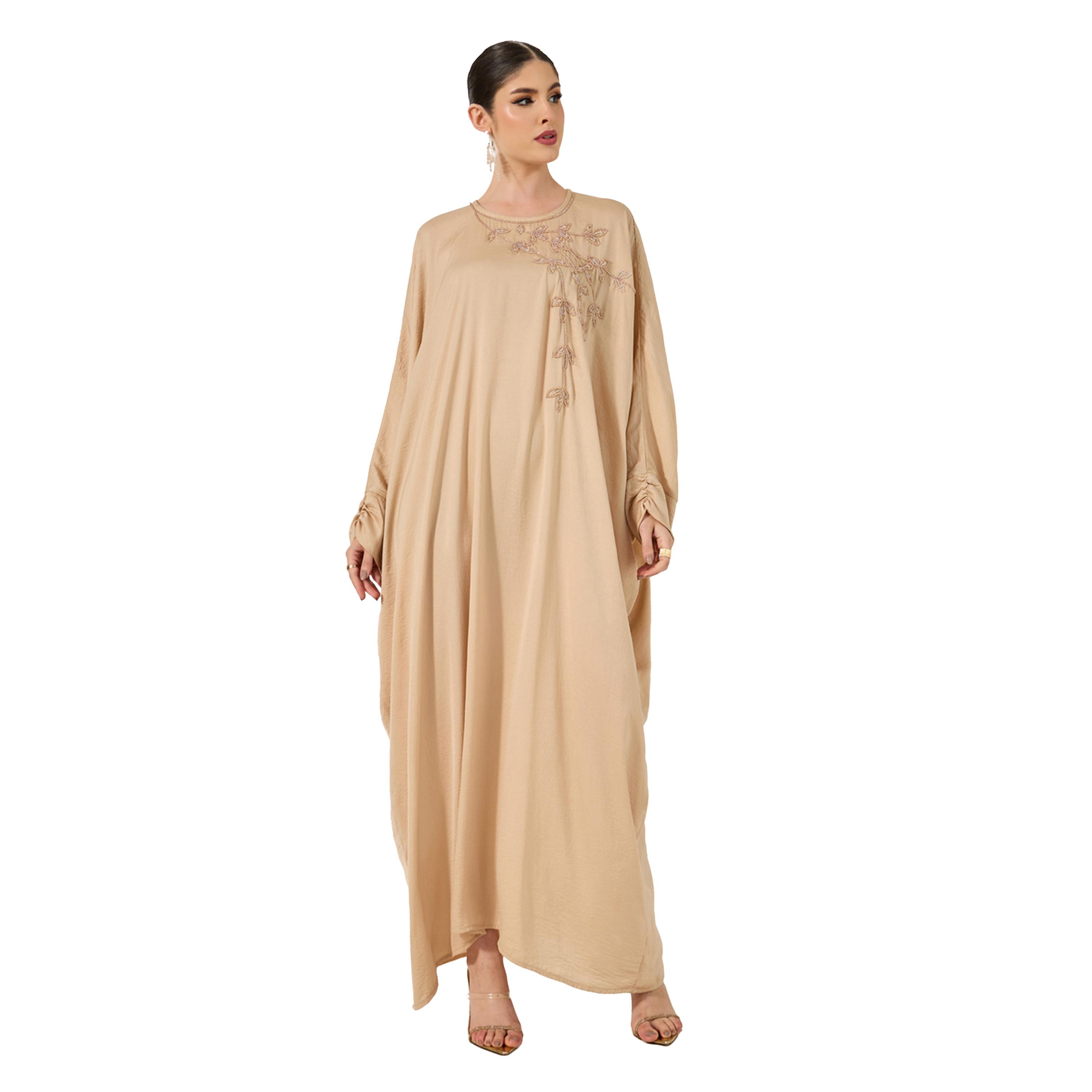ستايلي - قفطان مطرز بأكمام خفاش واسعة وقصة واسعة-women-arabicclothing-kaftan-image-2
