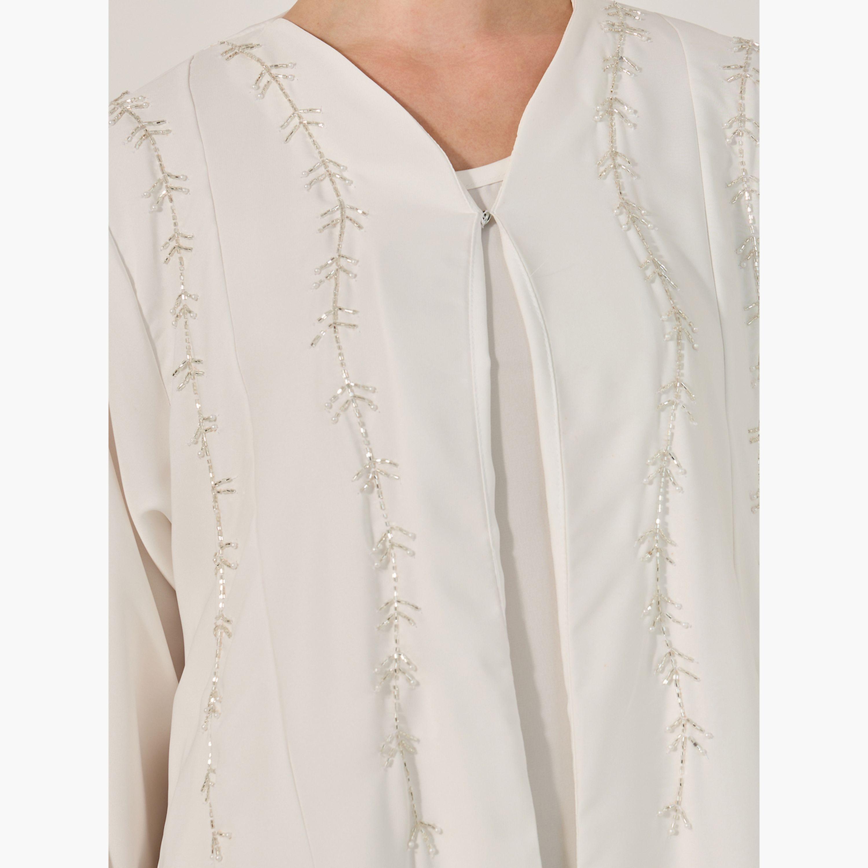 Styli Embellished Flared Abaya with Inner Dress and Hijab-women-clothingaccessories-scarves-image-4