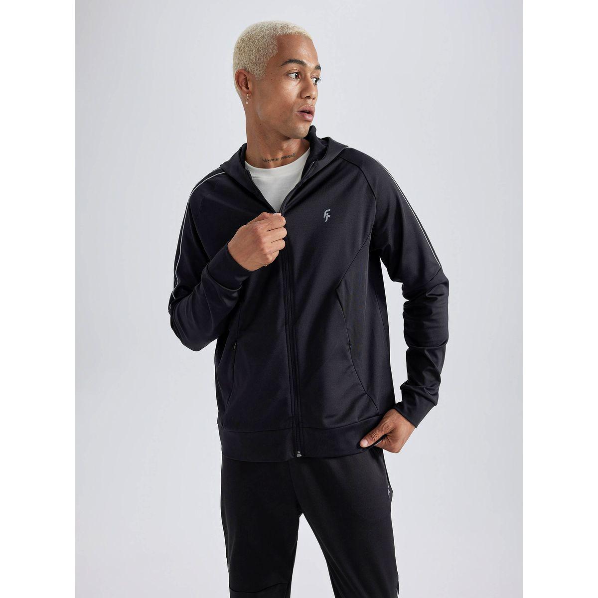 DeFacto X Styli  Solid Regular Fit Full Zip Hoodie-men-winterwear-hoodiesandsweatshirts-image-4