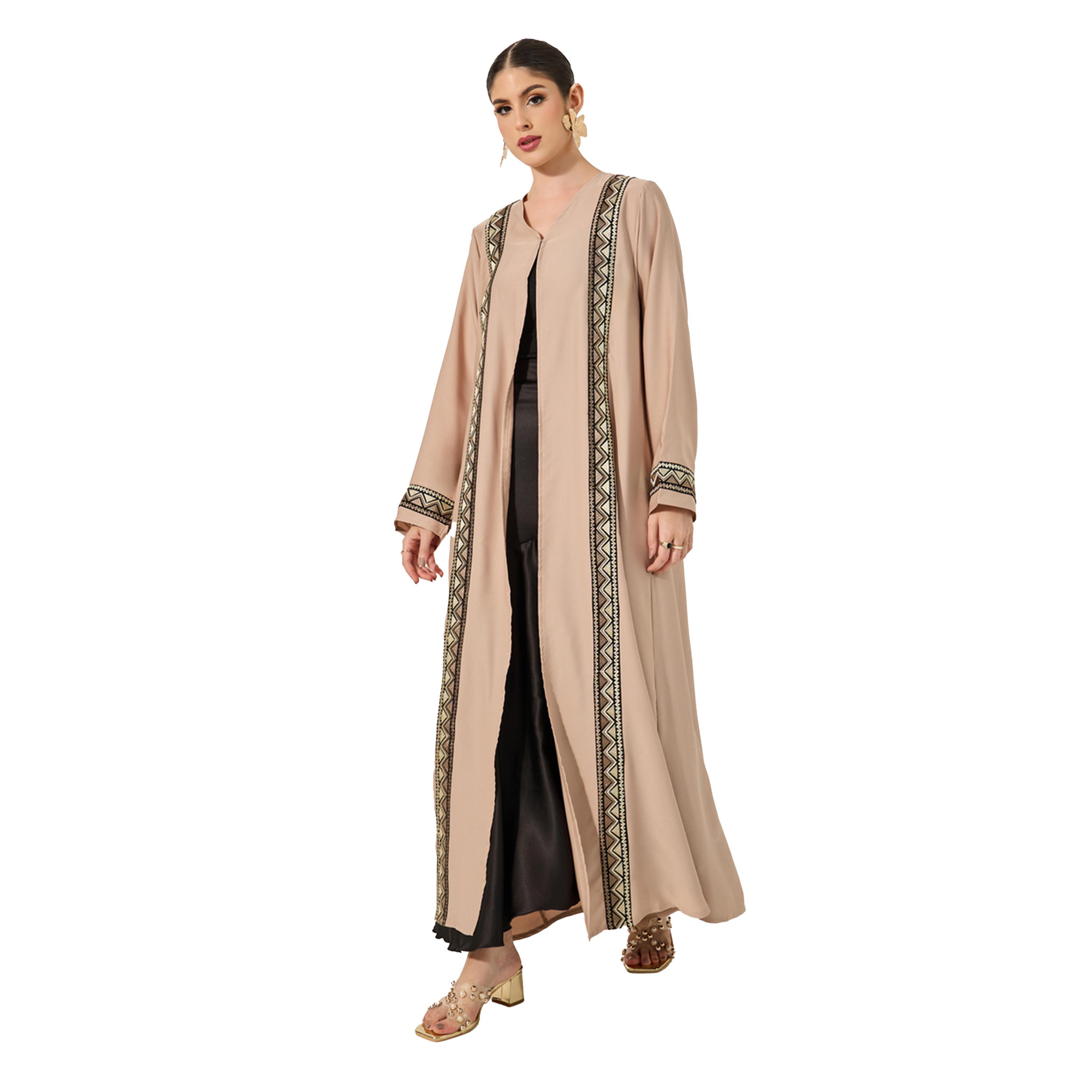 Amirah X Styli Embroidered Panel A-Line Open Abaya-women-arabicclothing-abayas-image-1