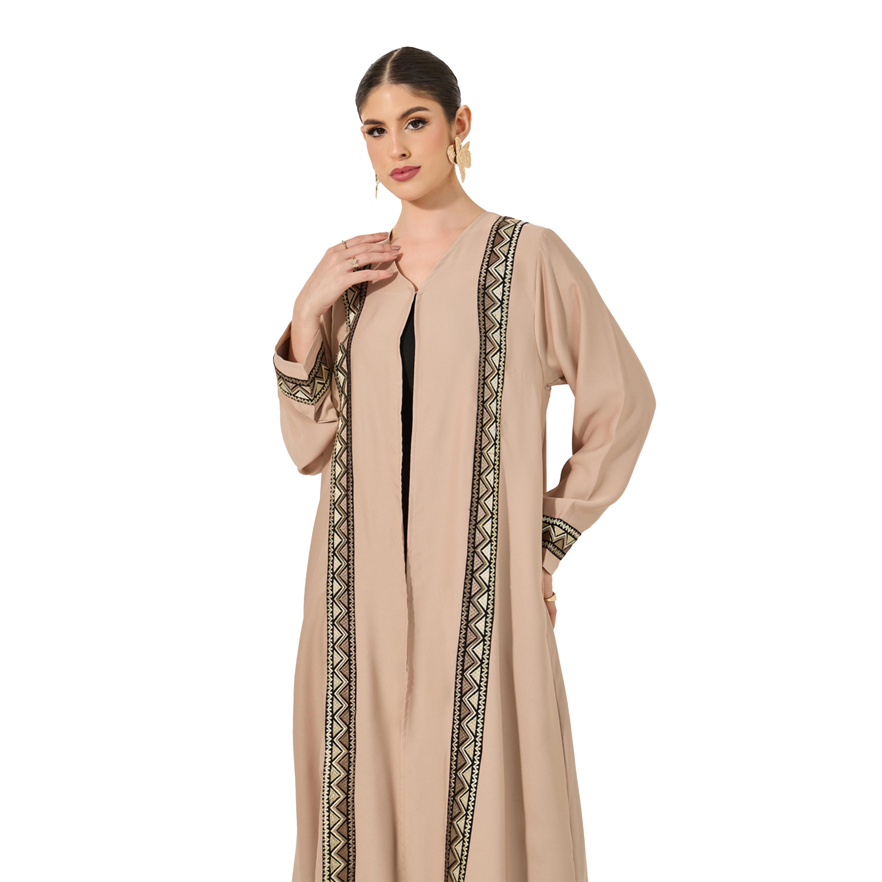 Amirah X Styli Embroidered Panel A-Line Open Abaya-women-arabicclothing-abayas-image-2