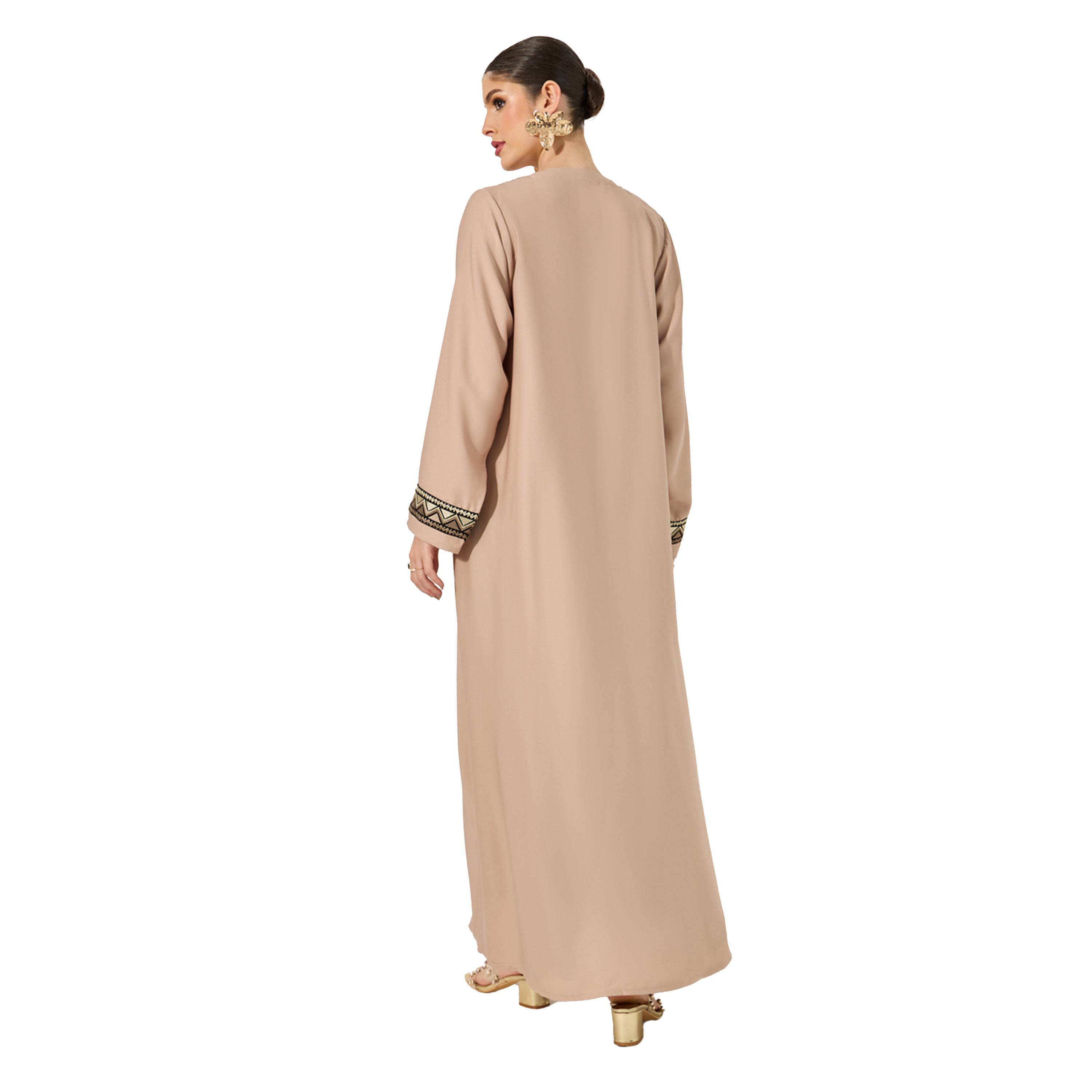 Amirah X Styli Embroidered Panel A-Line Open Abaya-women-arabicclothing-abayas-image-5