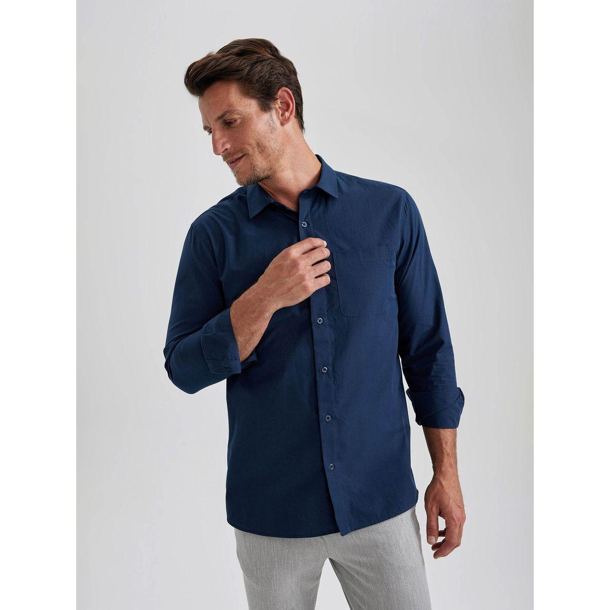 DeFacto X Styli  Regular Fit Poplin Long Sleeve Shirt-men-clothing-shirts-image-2