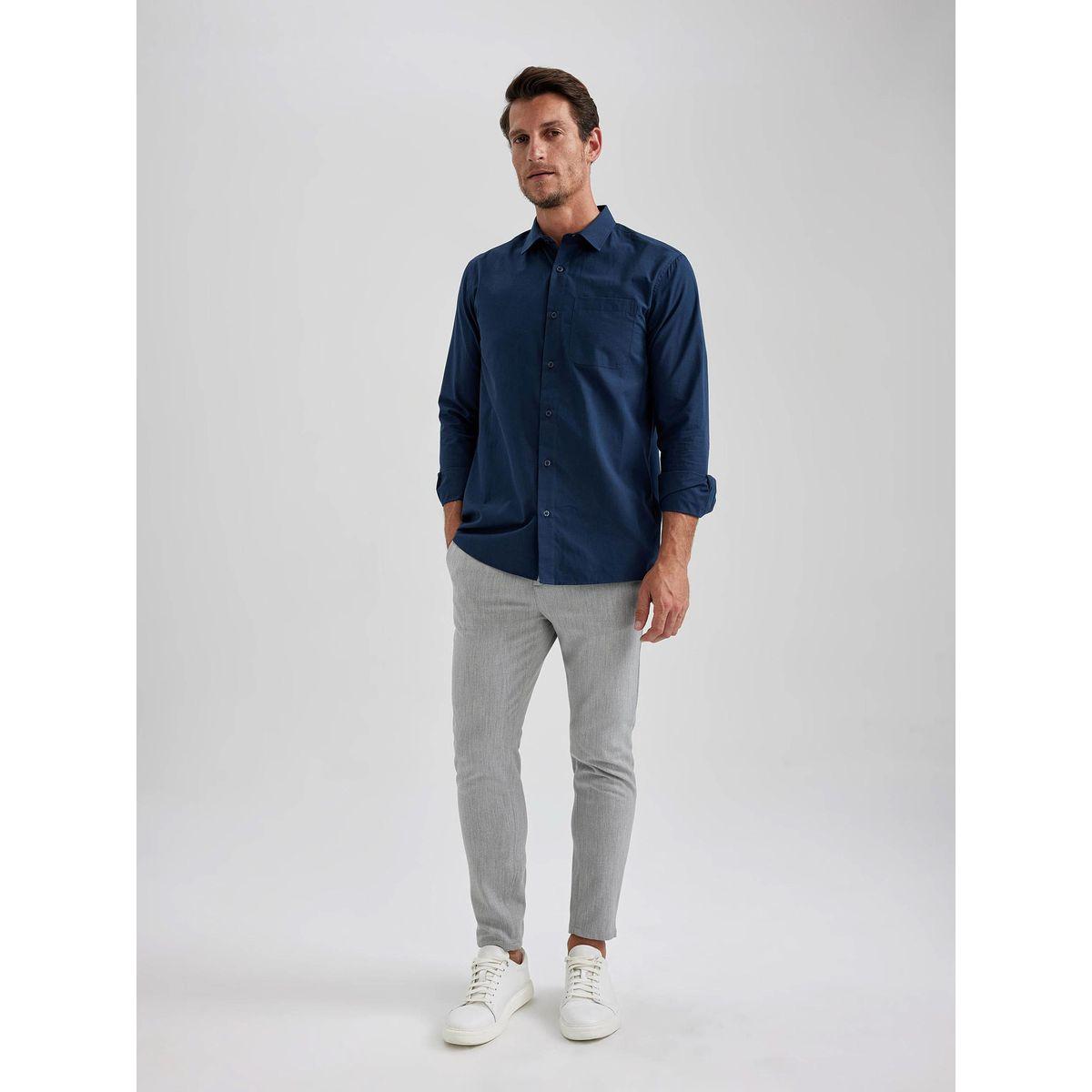 DeFacto X Styli  Regular Fit Poplin Long Sleeve Shirt-men-clothing-shirts-image-3