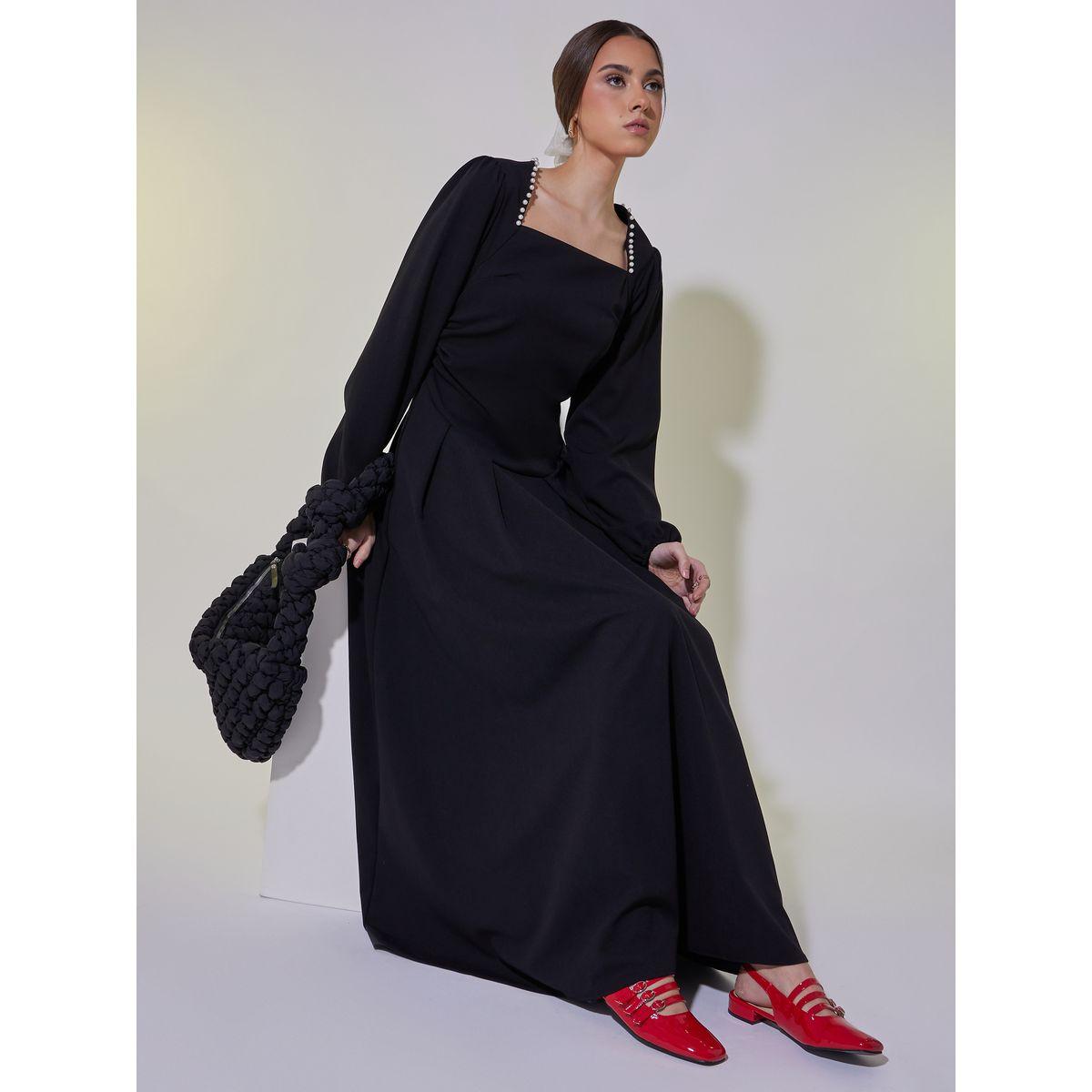 فستان طويل منمق بلؤلؤ صناعي وياقة واسعة-women-clothing-dresses-image-1