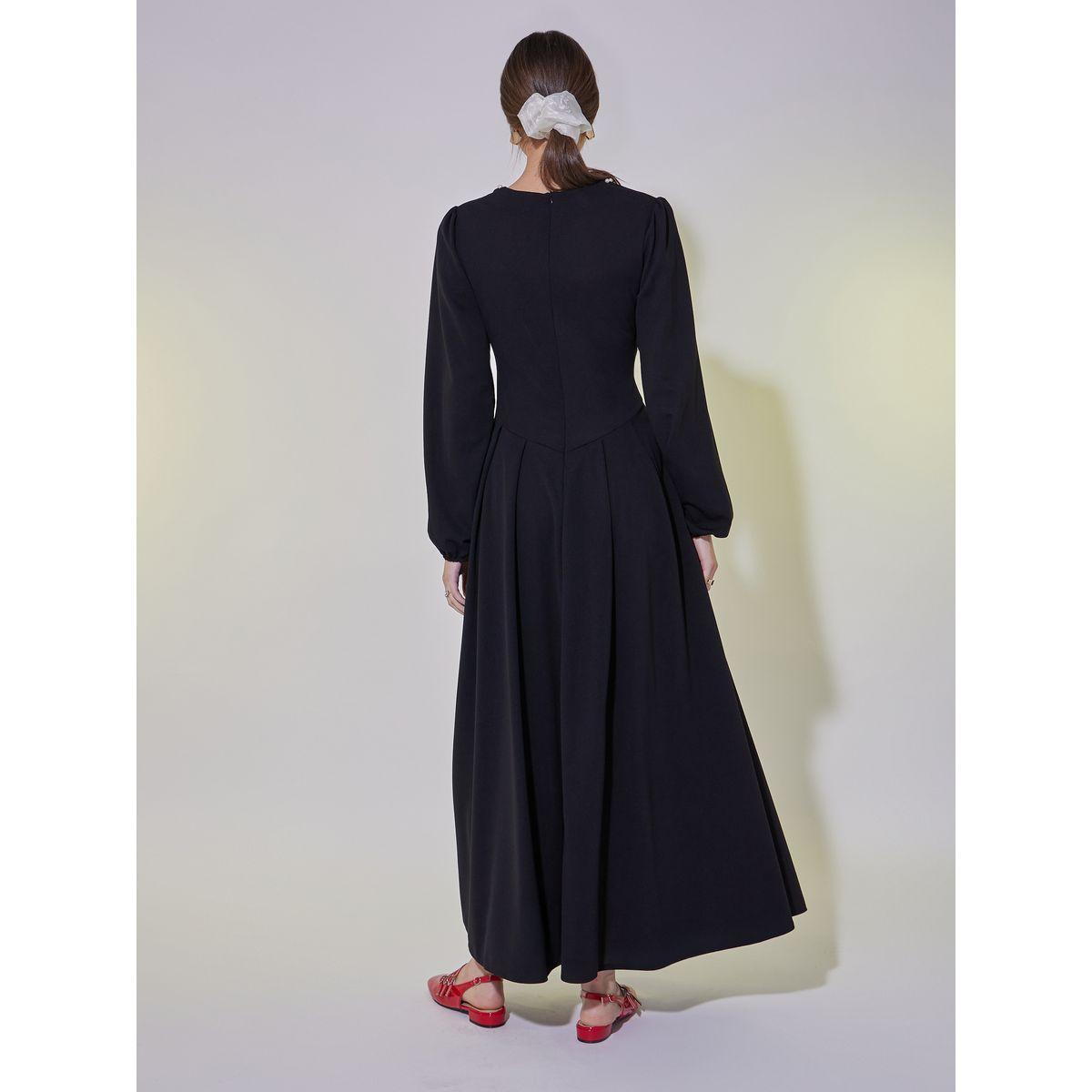 Take Two Faux Pearl Detail Square Neck A-Line Maxi Dress-women-clothing-dresses-image-5