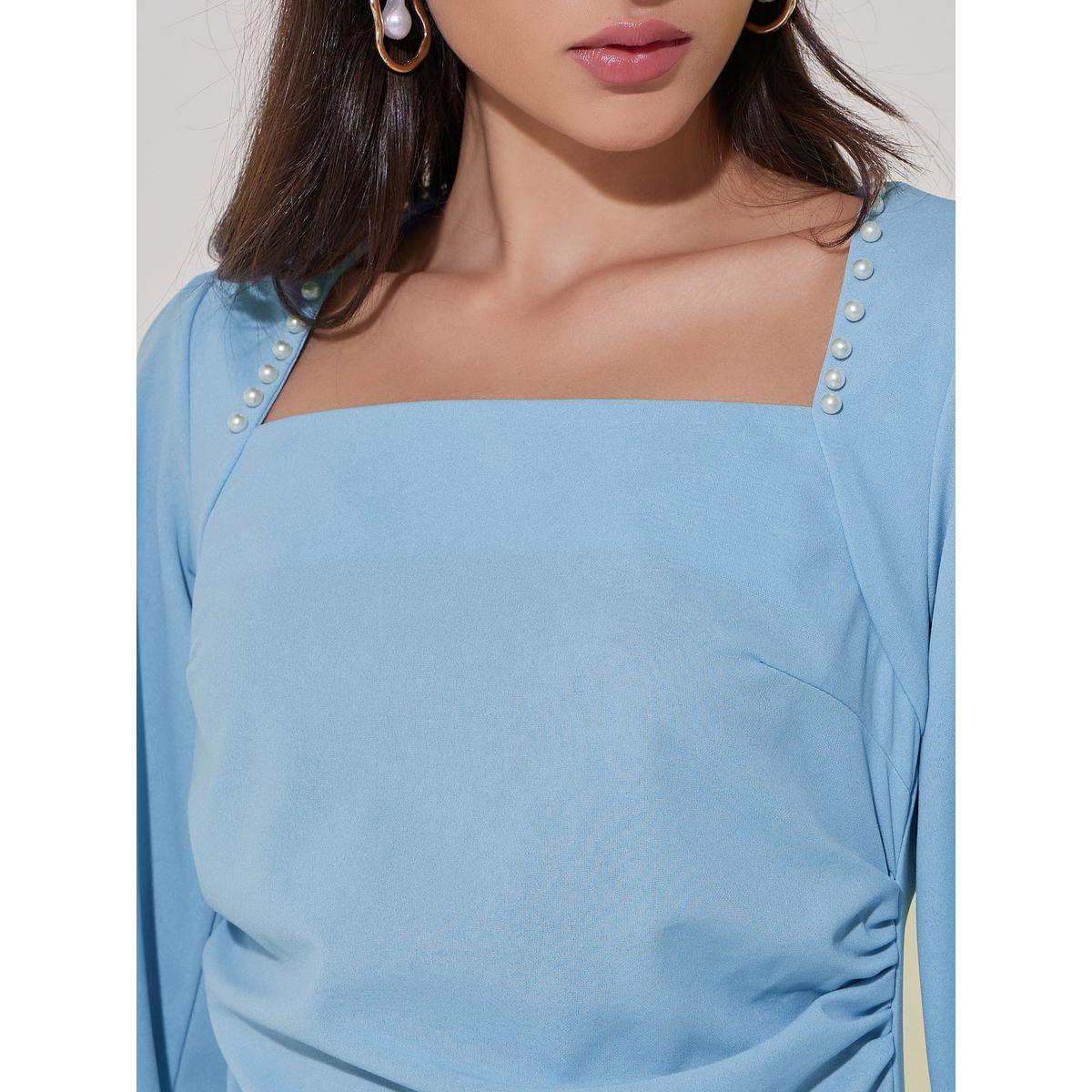 Take Two Solid Square Neck Gathered Detail Maxi Dress-women-clothing-dresses-image-5