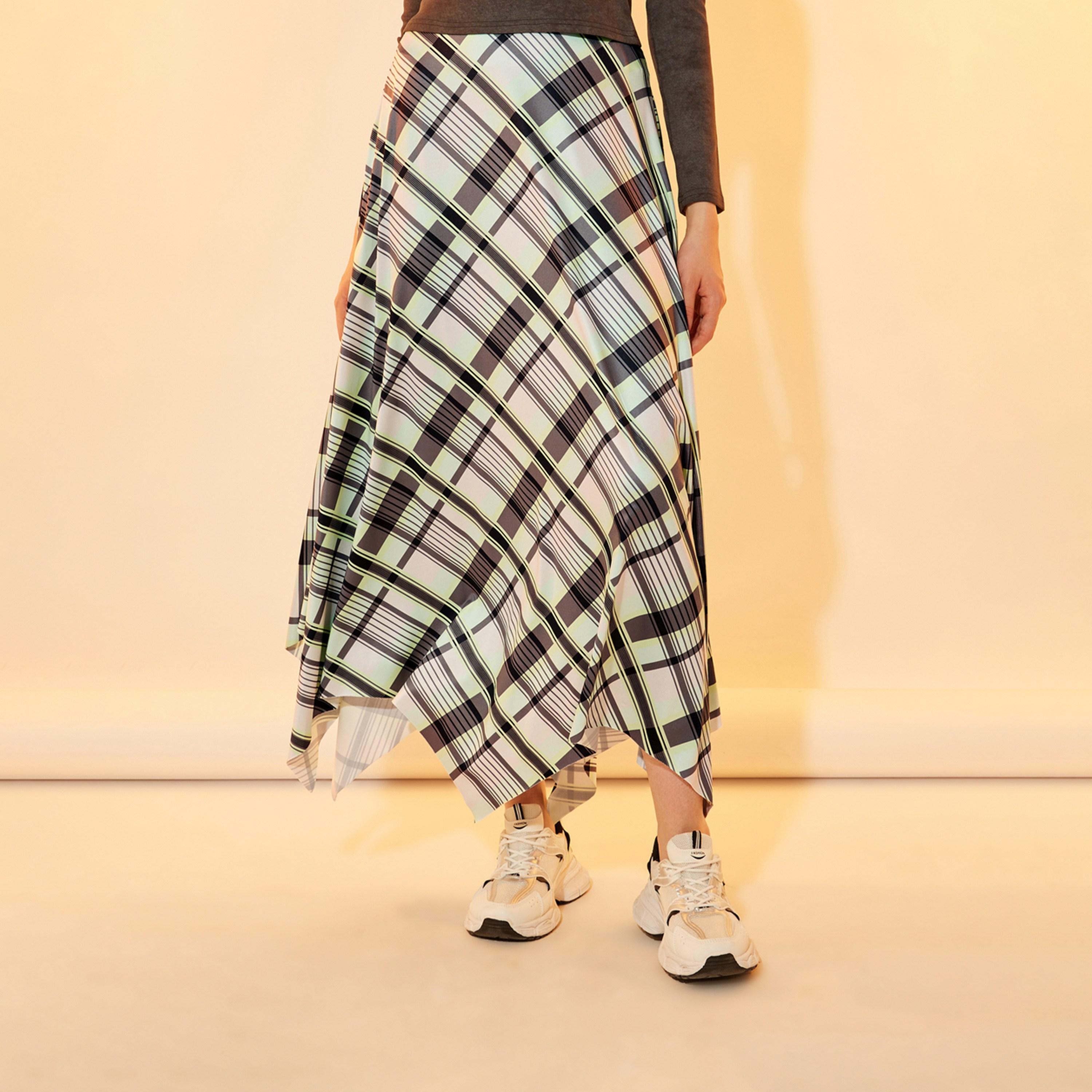 Take Two Check Print Asymmetrical Hem Maxi Skirt-women-clothing-bottoms-skirts-image-2