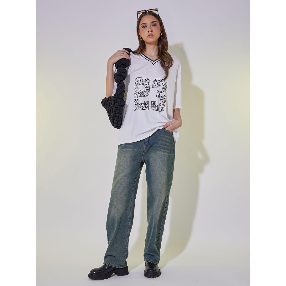 Take Two Graphic Print Tipped V Neck Oversized T-Shirt-women-clothing-tshirts-image-2