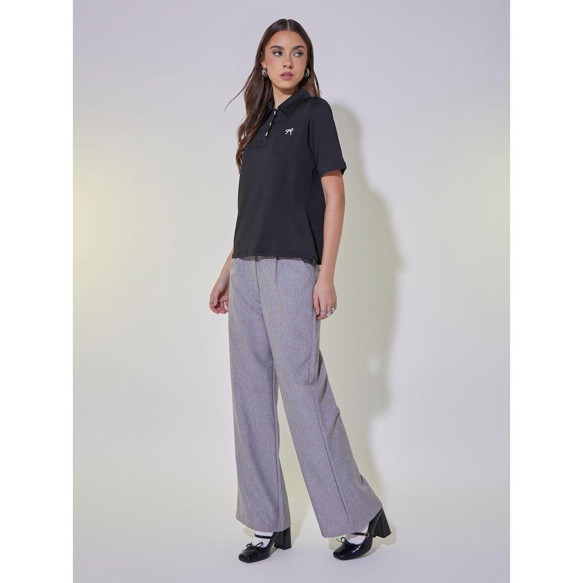 Bow Print Short Sleeve Polo-women-clothing-tshirts-image-2