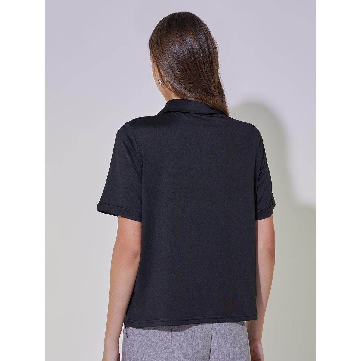 Bow Print Short Sleeve Polo-women-clothing-tshirts-image-5
