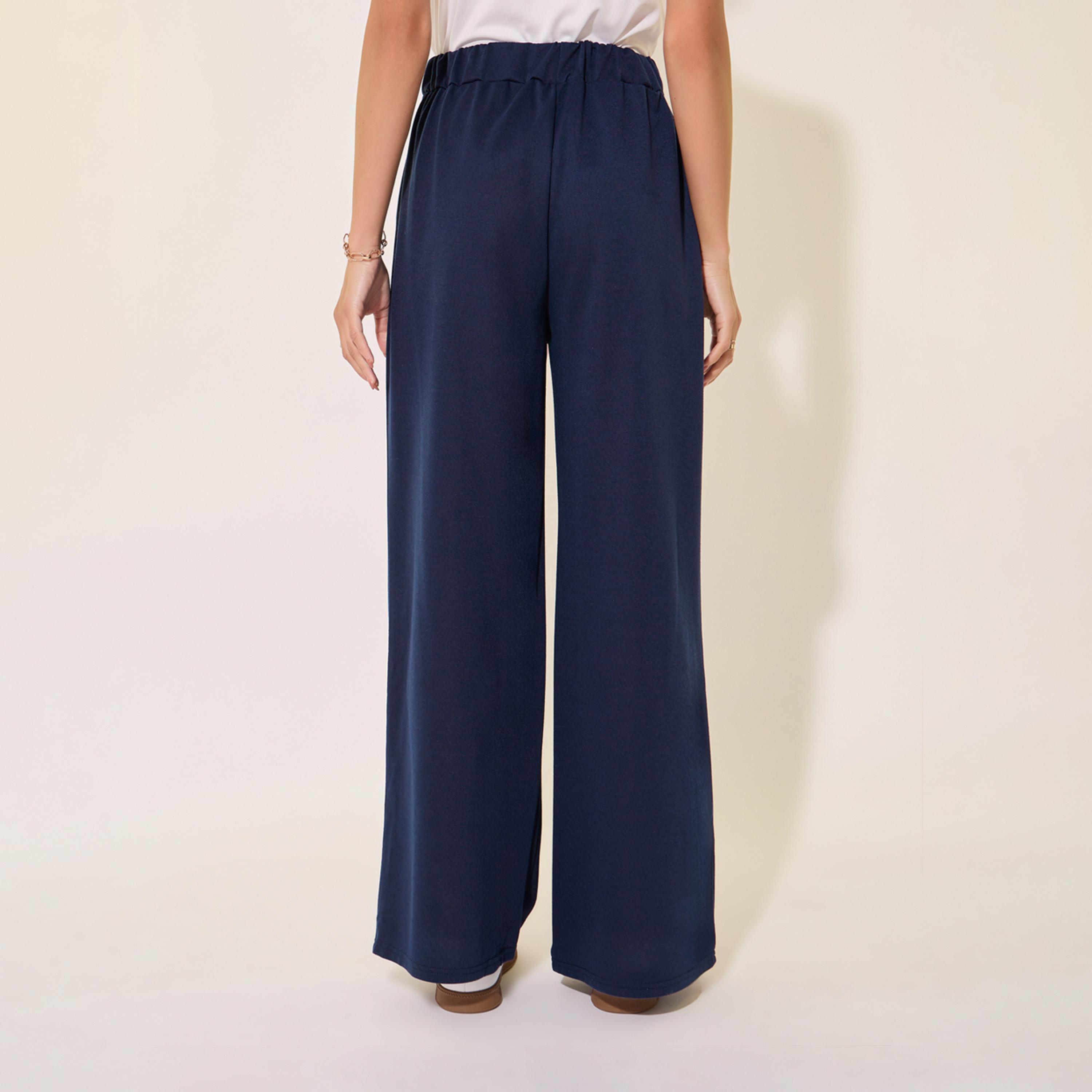 Take Two Solid Bow Print Detail Hem Wide Leg Pants-women-clothing-bottoms-trousers-image-4