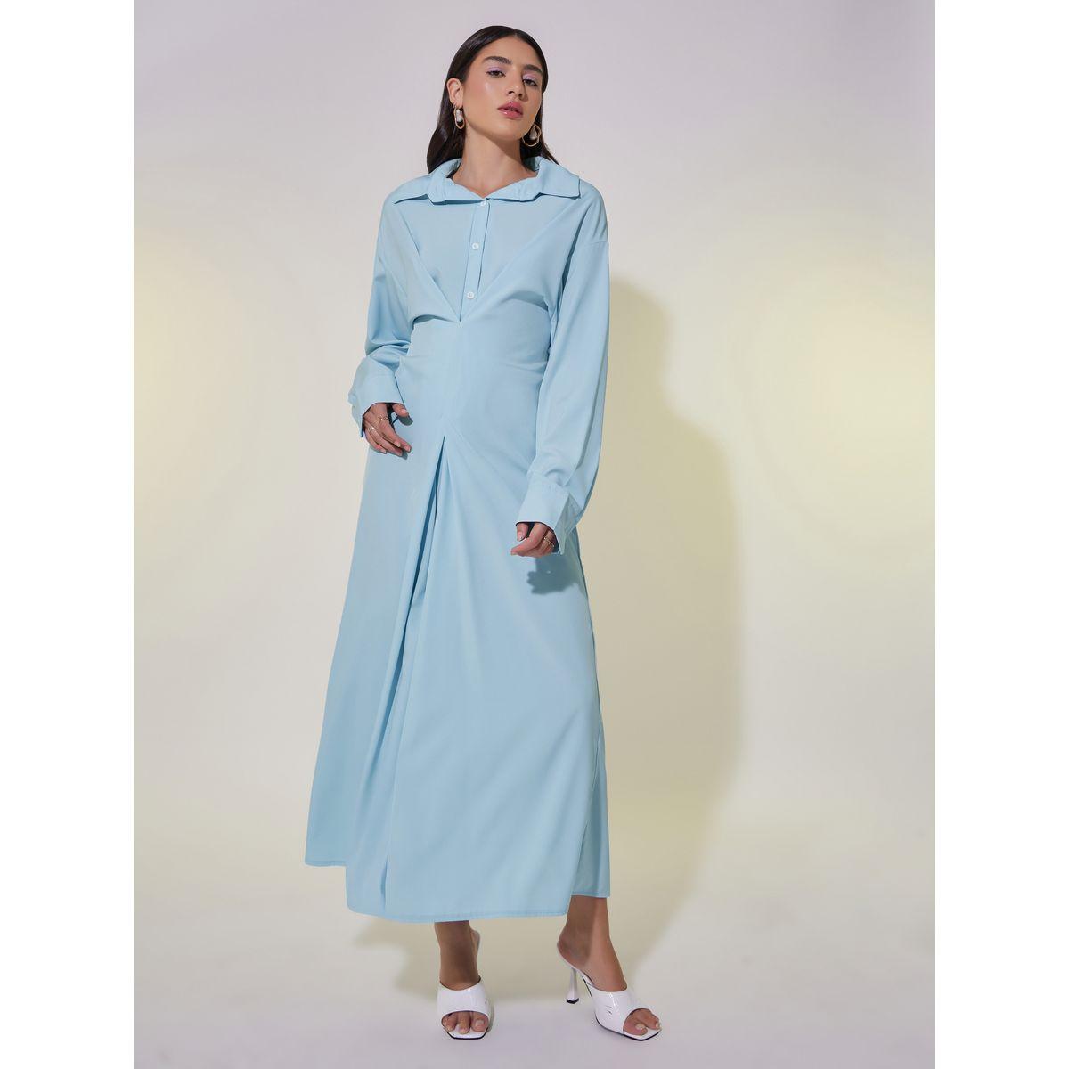 Take Two Solid V-Neck Buttoned Shirt Maxi Dress-women-clothing-dresses-image-1