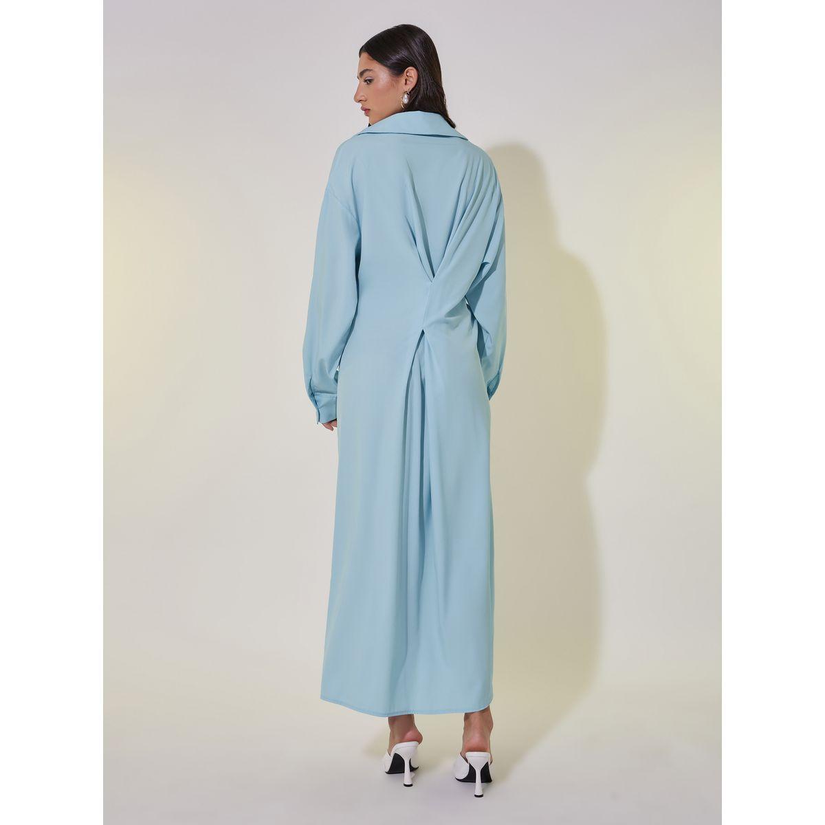Take Two Solid V-Neck Buttoned Shirt Maxi Dress-women-clothing-dresses-image-4