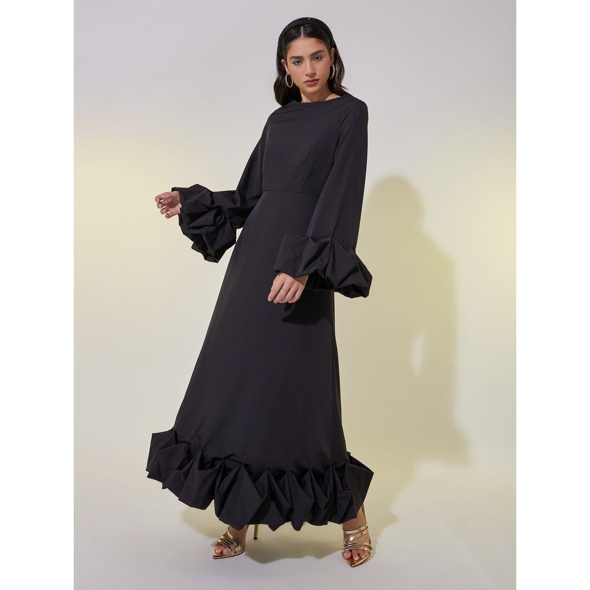 Take Two Long Sleeve Ruffled Hem A-Line Maxi Dress-women-clothing-dresses-image-2