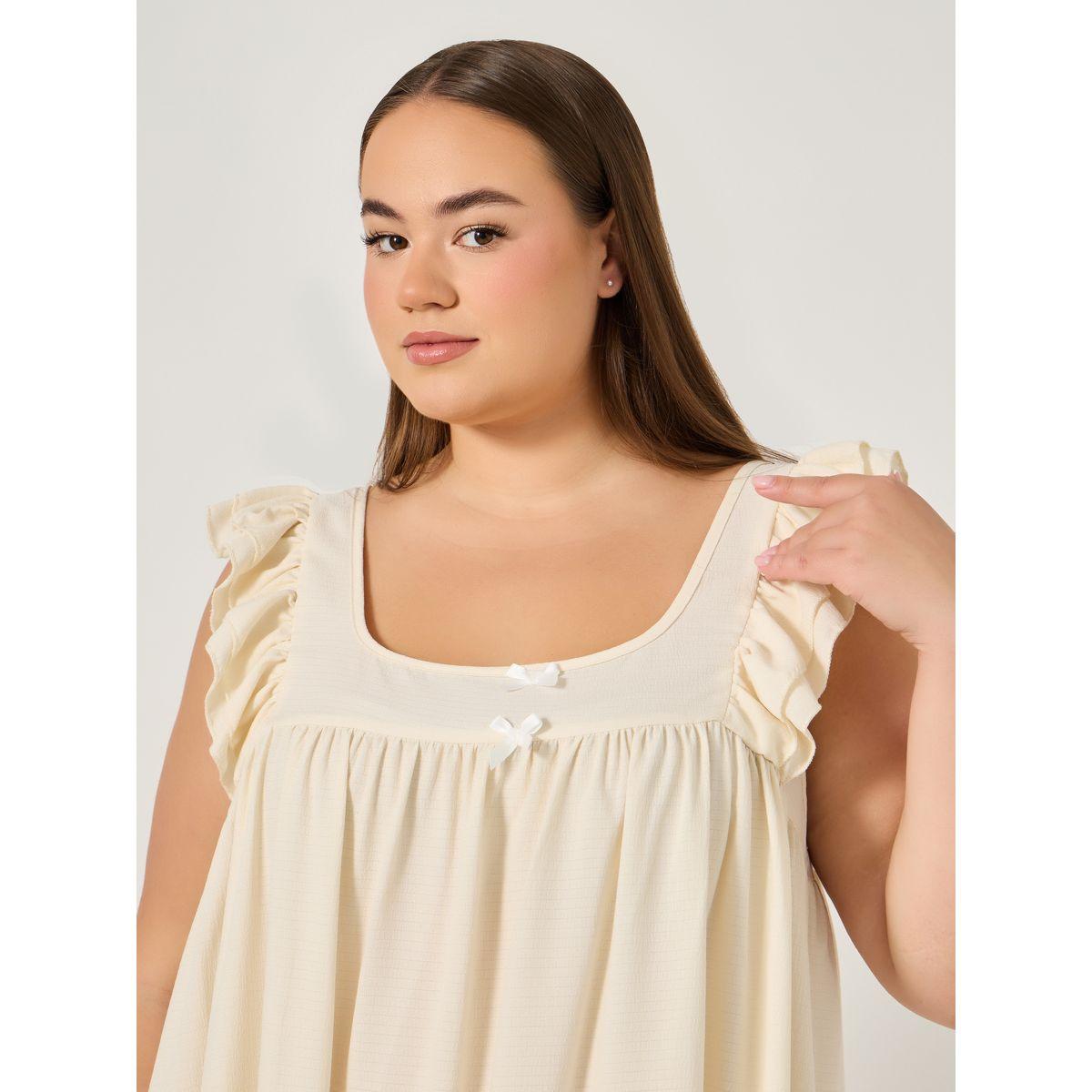 Styli Plus Size Ruffle Hem Sleeveless Sleep Night Dress-women-clothing-nightwear-nighties-image-3