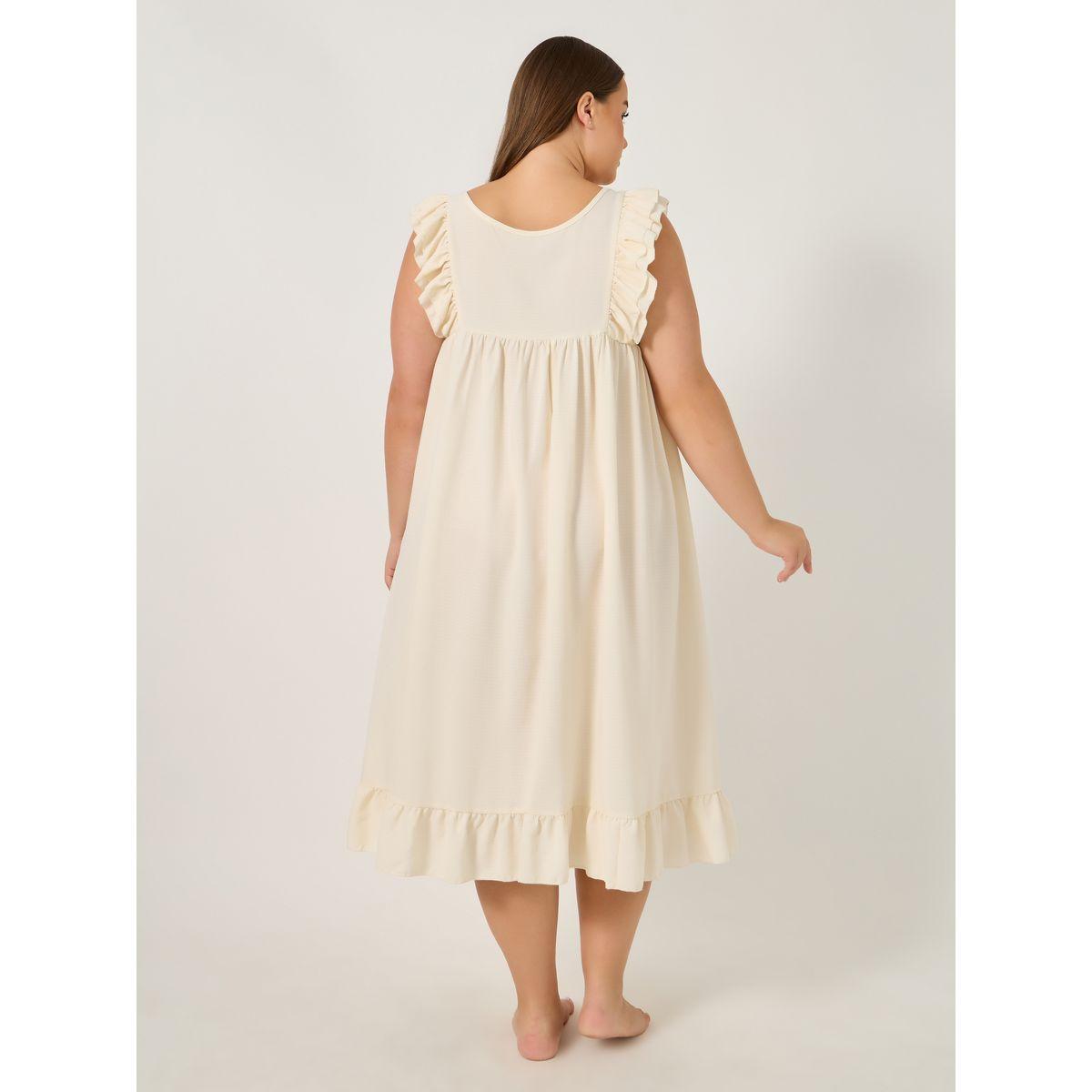 Styli Plus Size Ruffle Hem Sleeveless Sleep Night Dress-women-clothing-nightwear-nighties-image-5