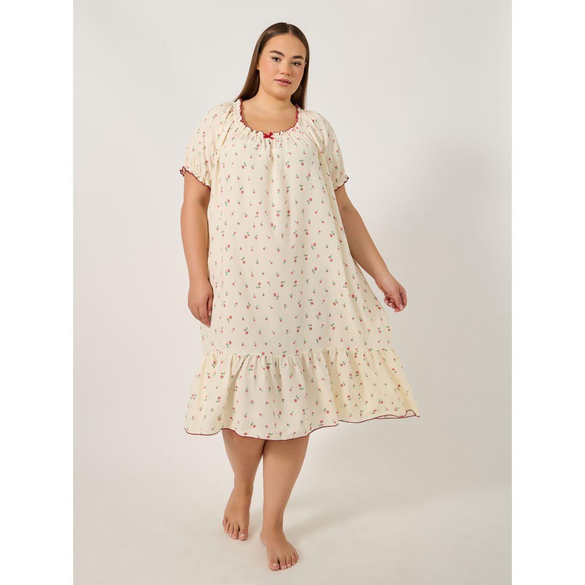 Styli Plus Size All-Over Print A-Line Ruffle Hem Sleep Night Dress-women-clothing-nightwear-nighties-image-2