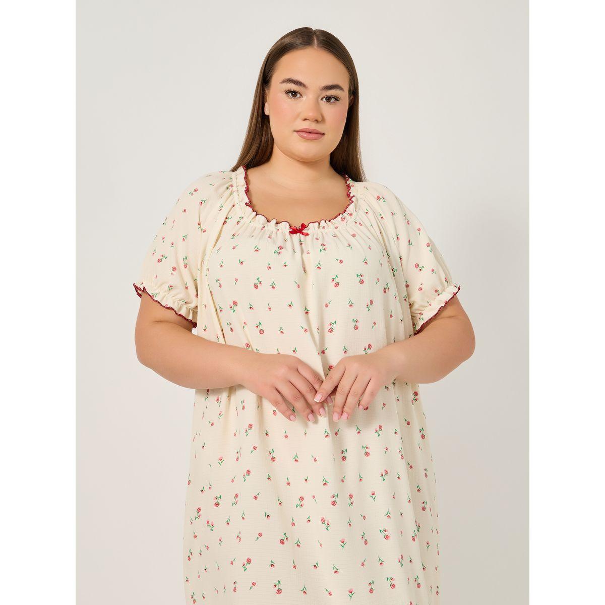 Styli Plus Size All-Over Print A-Line Ruffle Hem Sleep Night Dress-women-clothing-nightwear-nighties-image-3