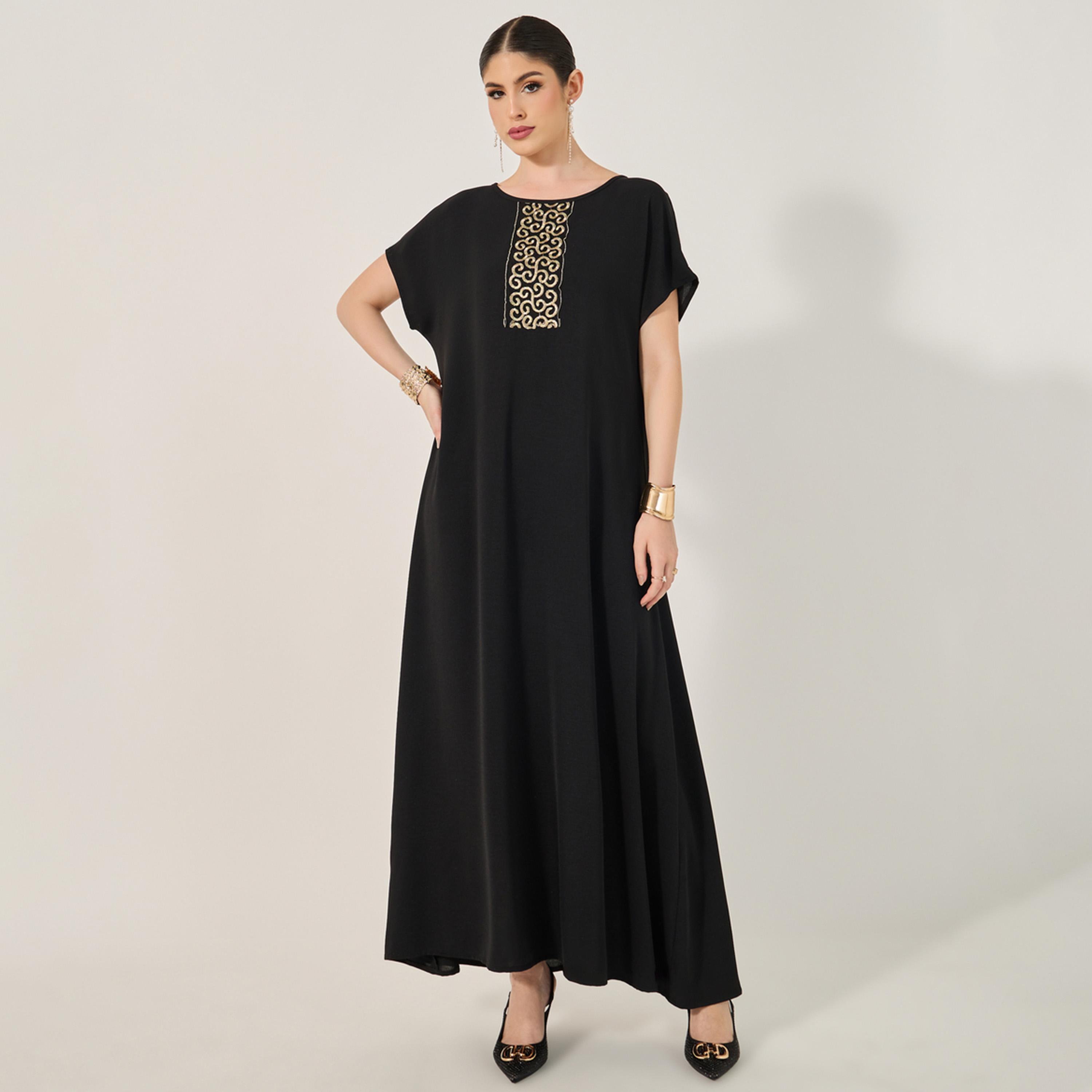 Styli Sequins Embellished Round Neck A-Line Jalabiya-women-arabicclothing-jalabiyas-image-1