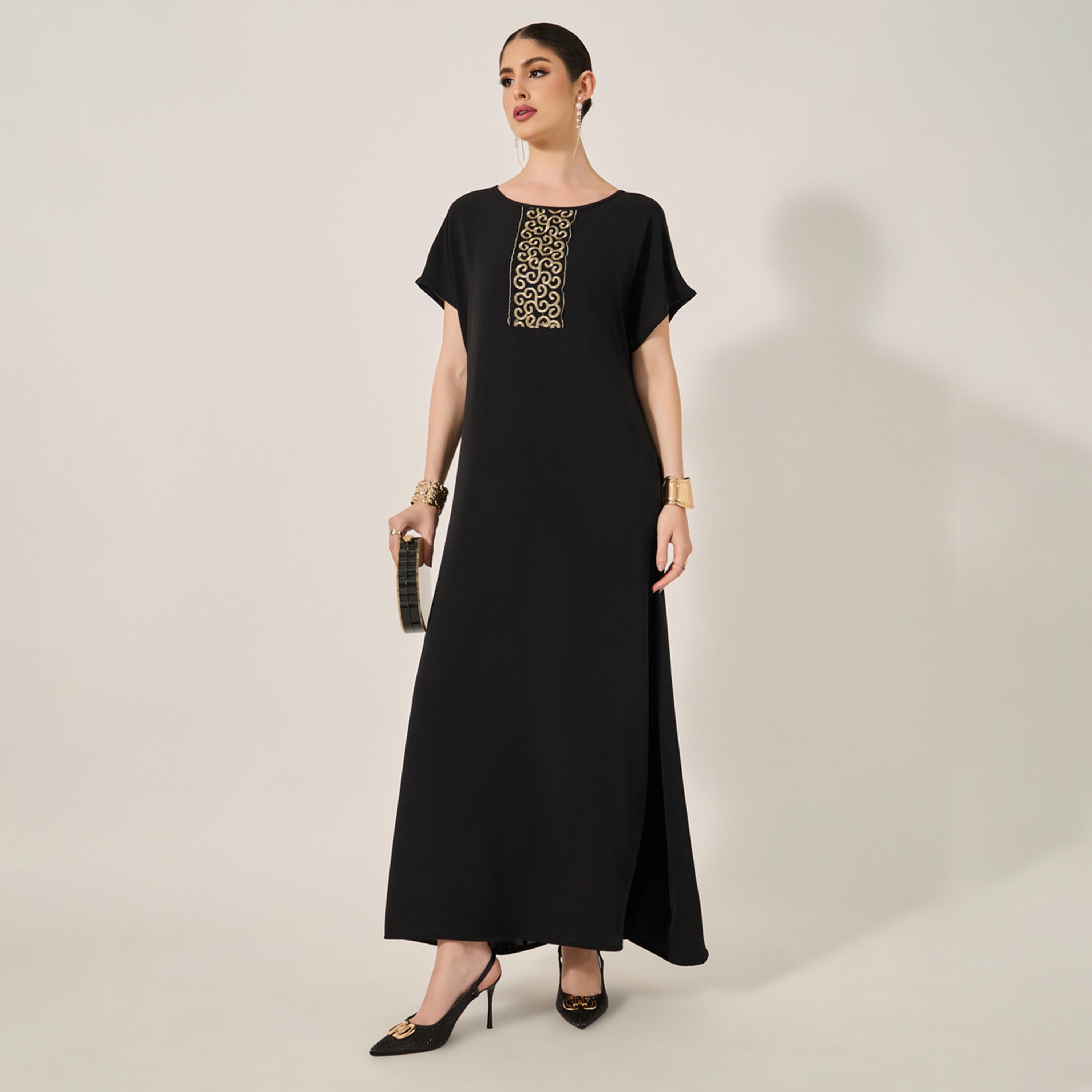 Styli Sequins Embellished Round Neck A-Line Jalabiya-women-arabicclothing-jalabiyas-image-2
