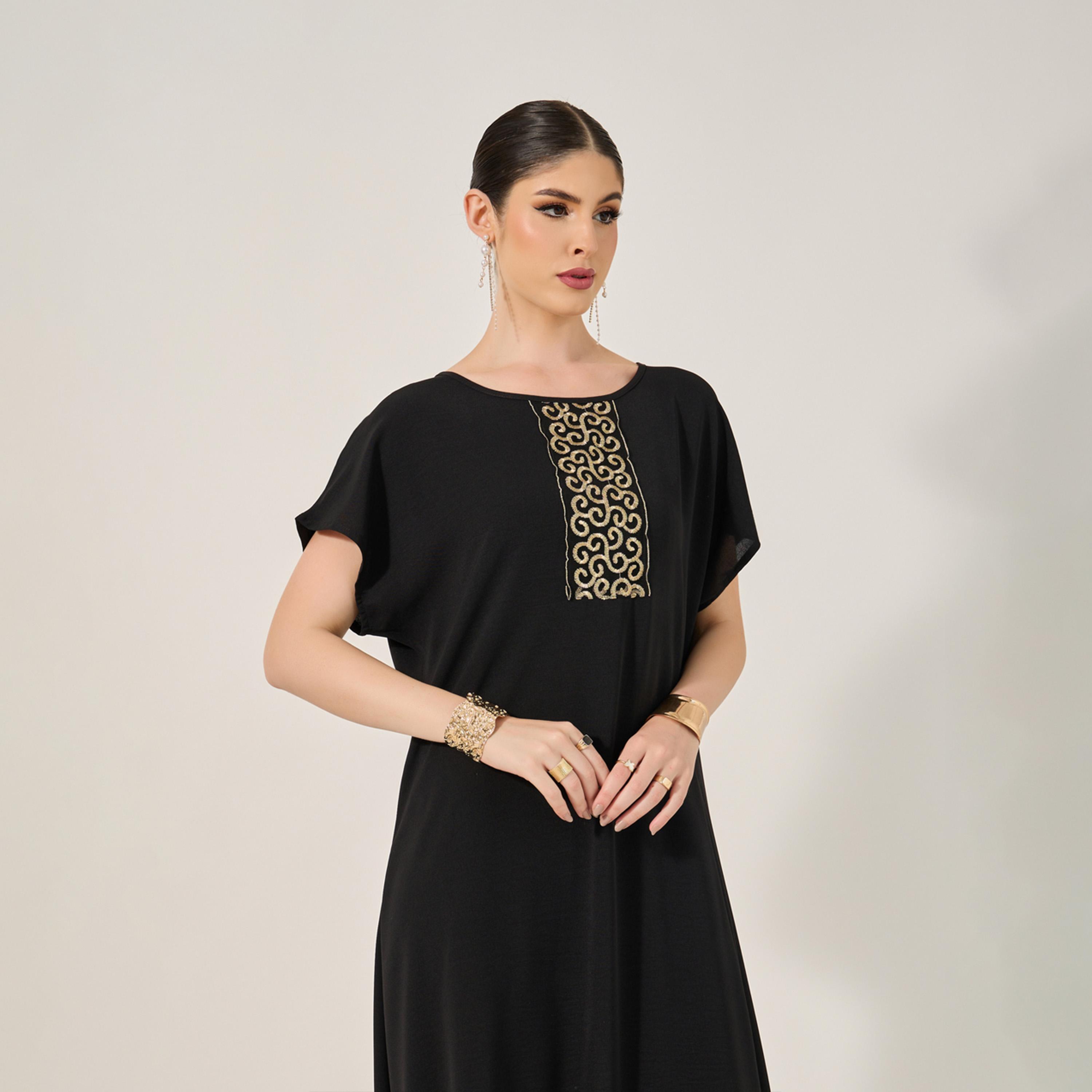 Styli Sequins Embellished Round Neck A-Line Jalabiya-women-arabicclothing-jalabiyas-image-3
