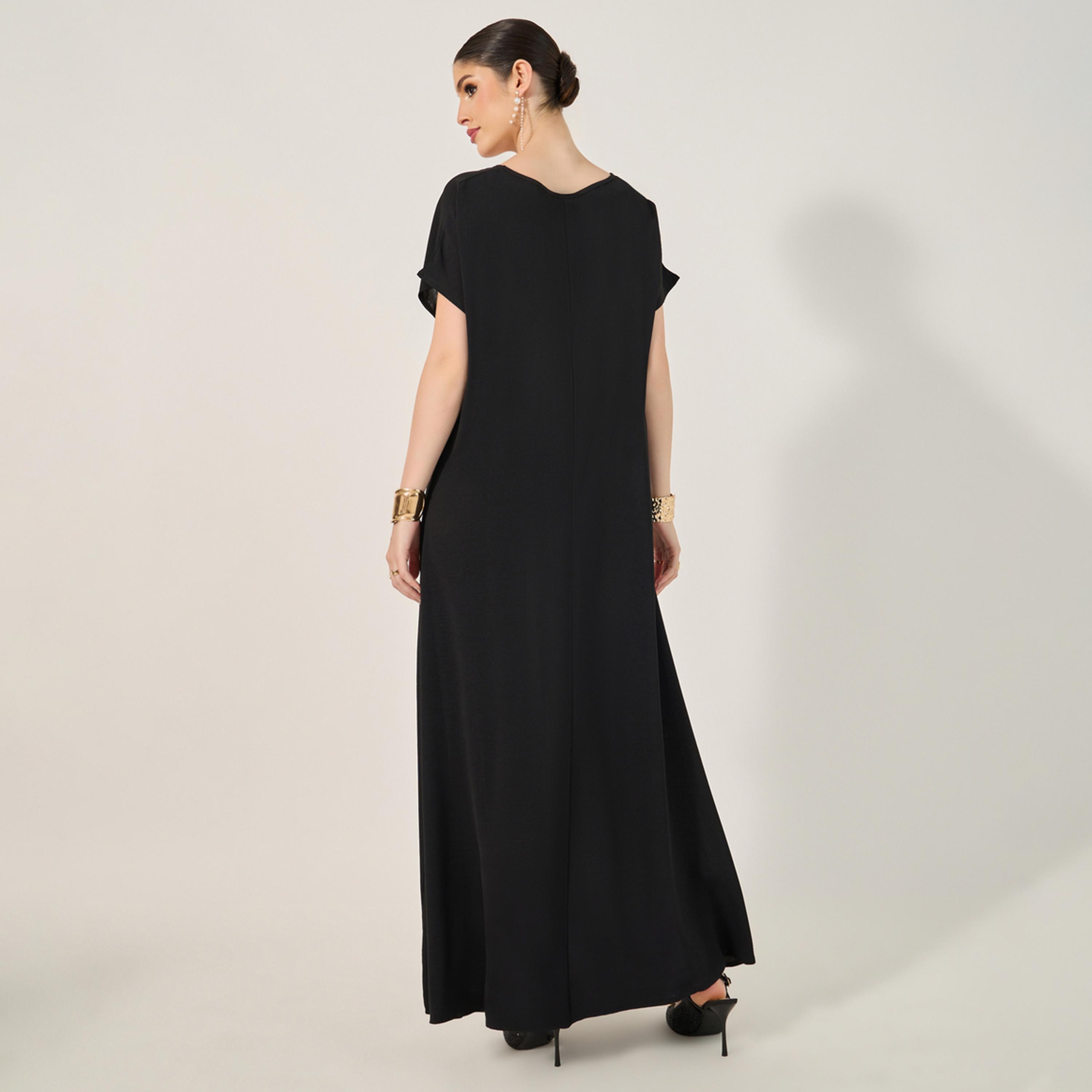 Styli Sequins Embellished Round Neck A-Line Jalabiya-women-arabicclothing-jalabiyas-image-5