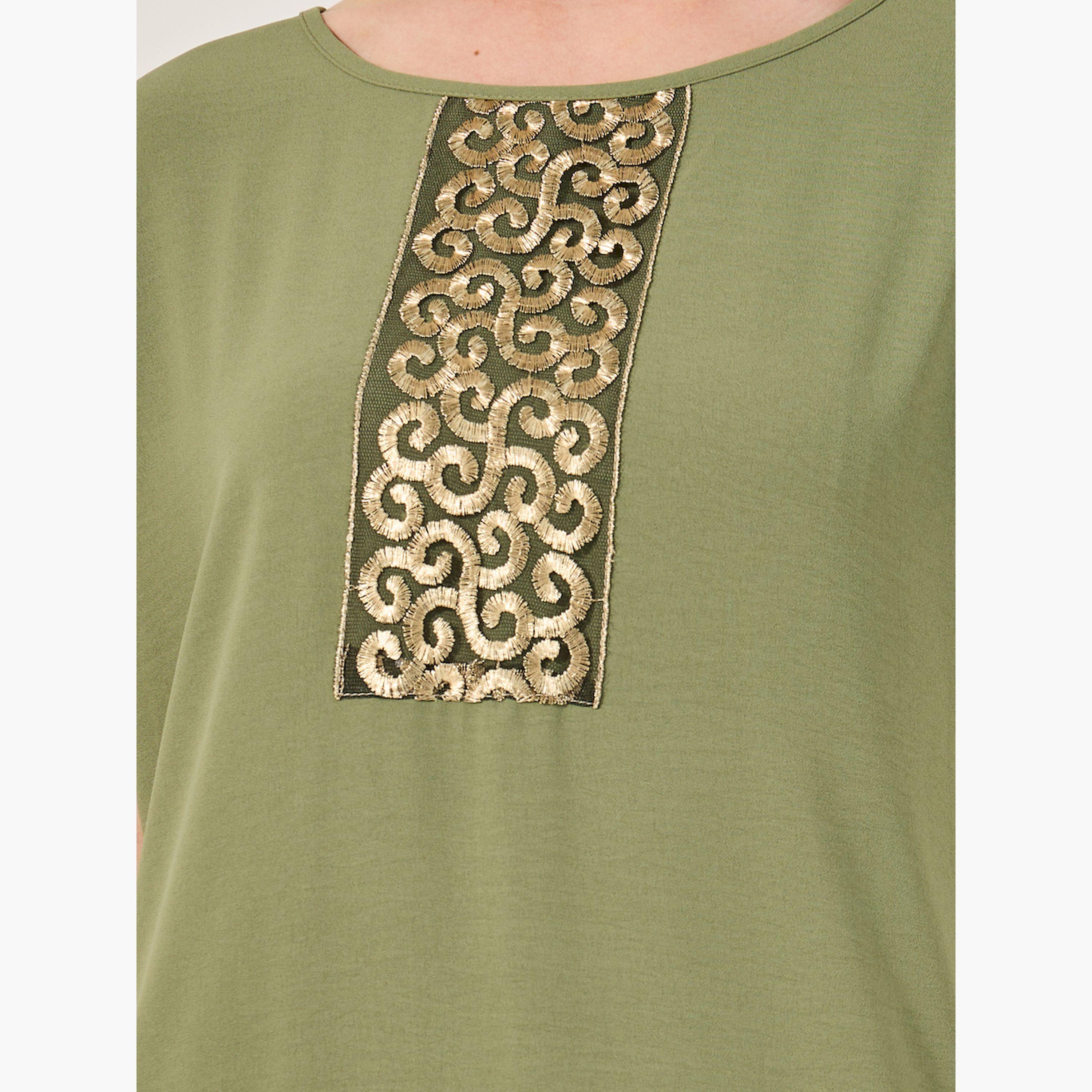 Styli Sequined Embellished Round Neck A-Line Jalabiya-women-arabicclothing-jalabiyas-image-4