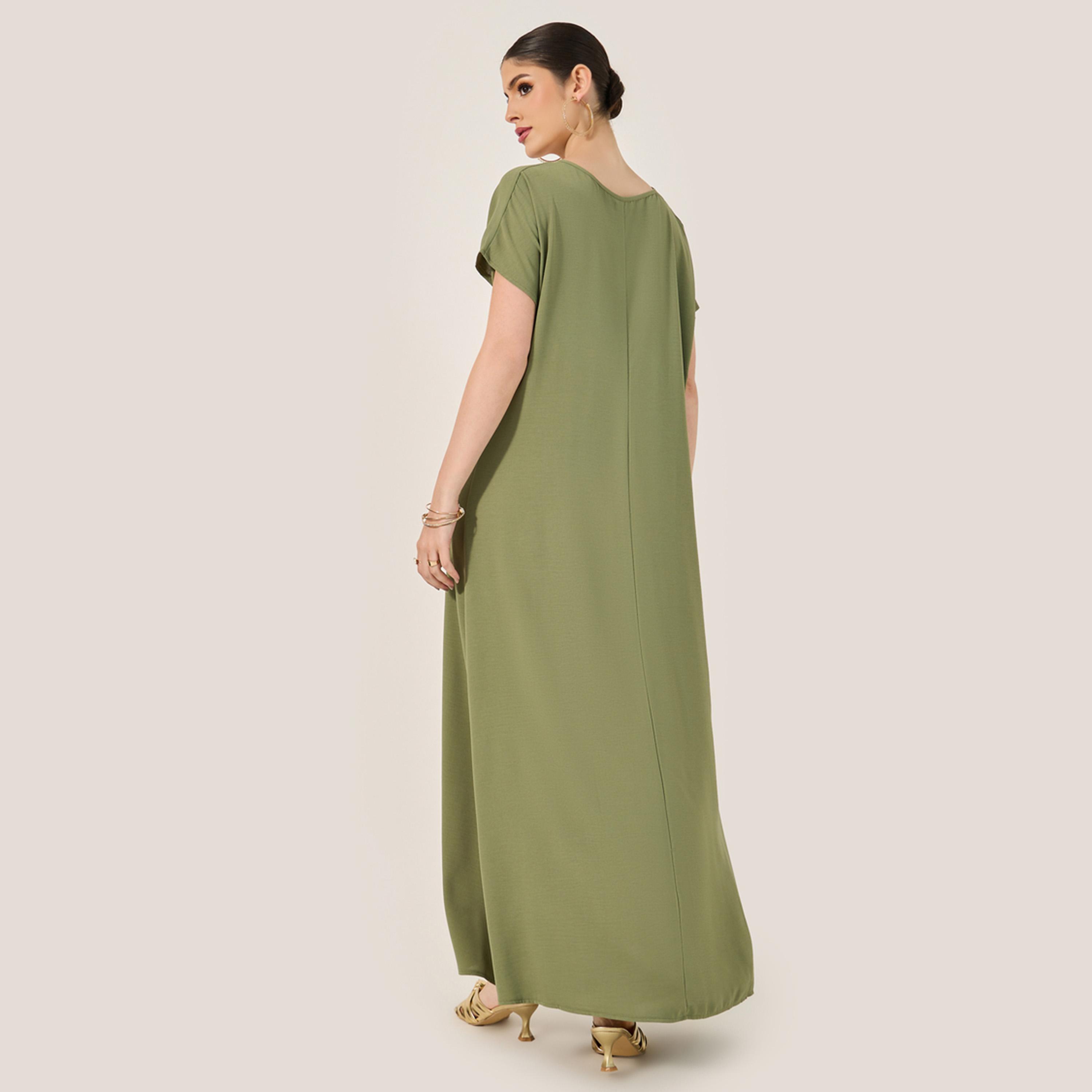 Styli Sequined Embellished Round Neck A-Line Jalabiya-women-arabicclothing-jalabiyas-image-5