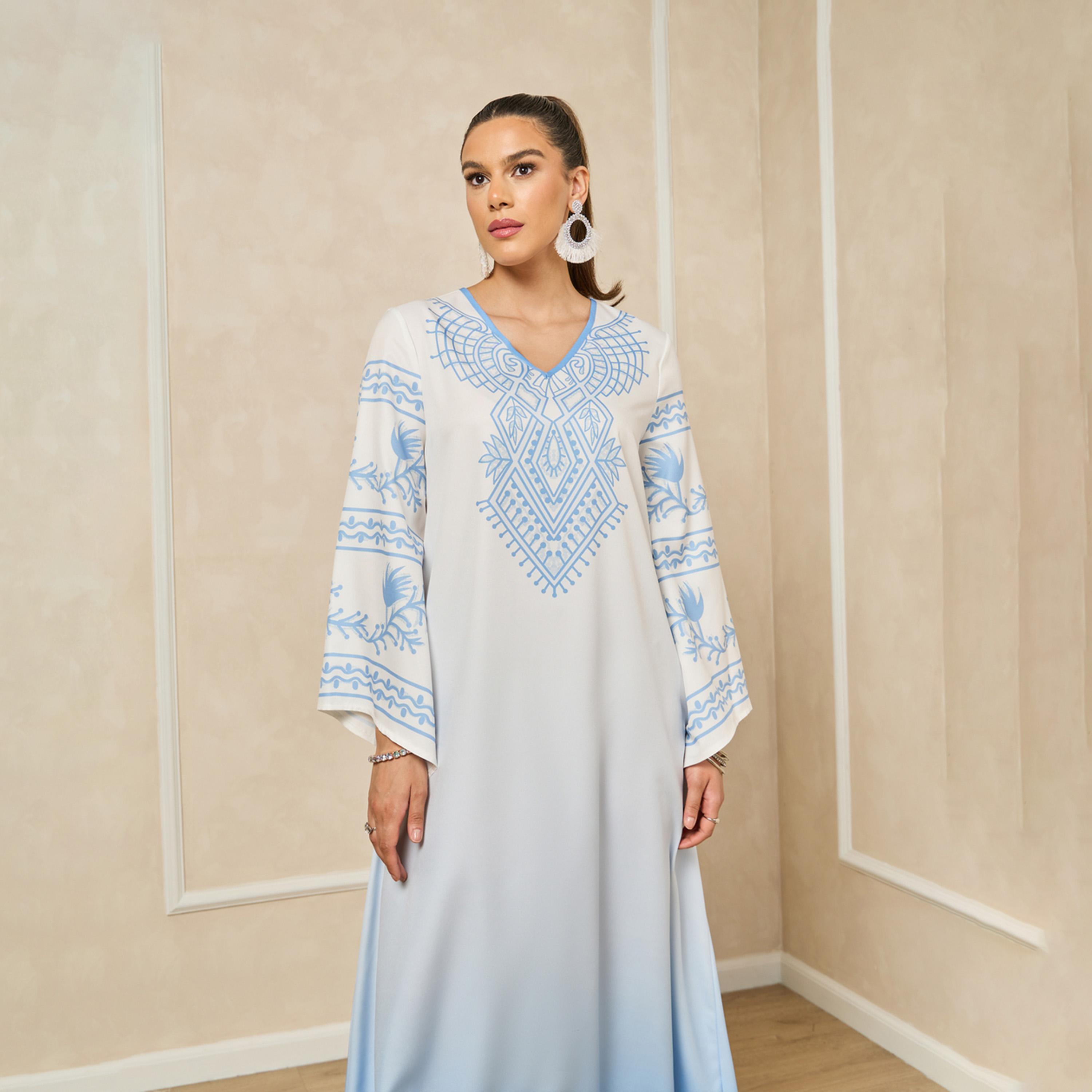 أميرة x ستايلي جلابية بطبعة أومبري وأكمام واسعة-women-arabicclothing-jalabiyas-image-3
