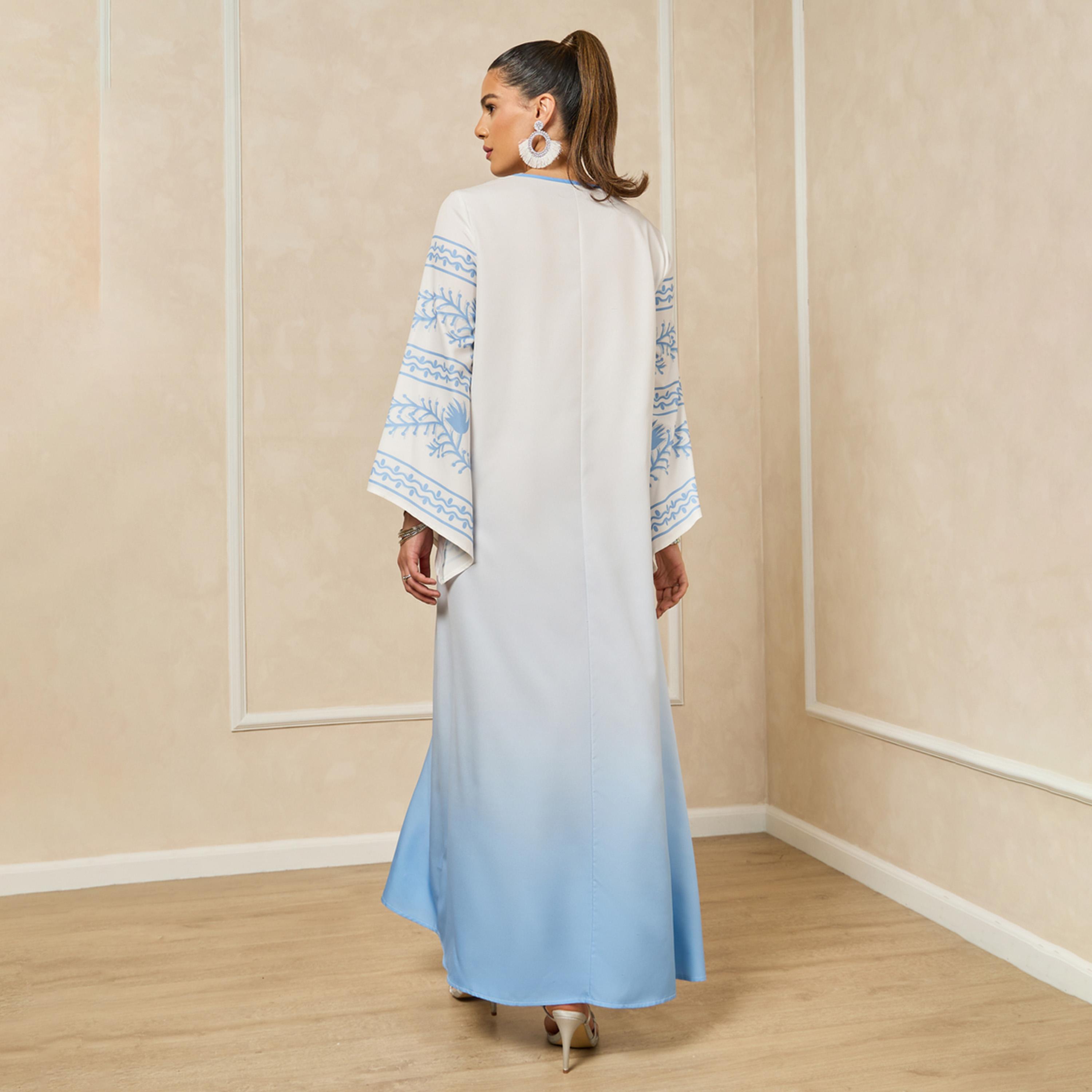 Amirah X Styli Ombre Print A-Line Jalabiya with Flared Sleeves-women-arabicclothing-jalabiyas-image-5