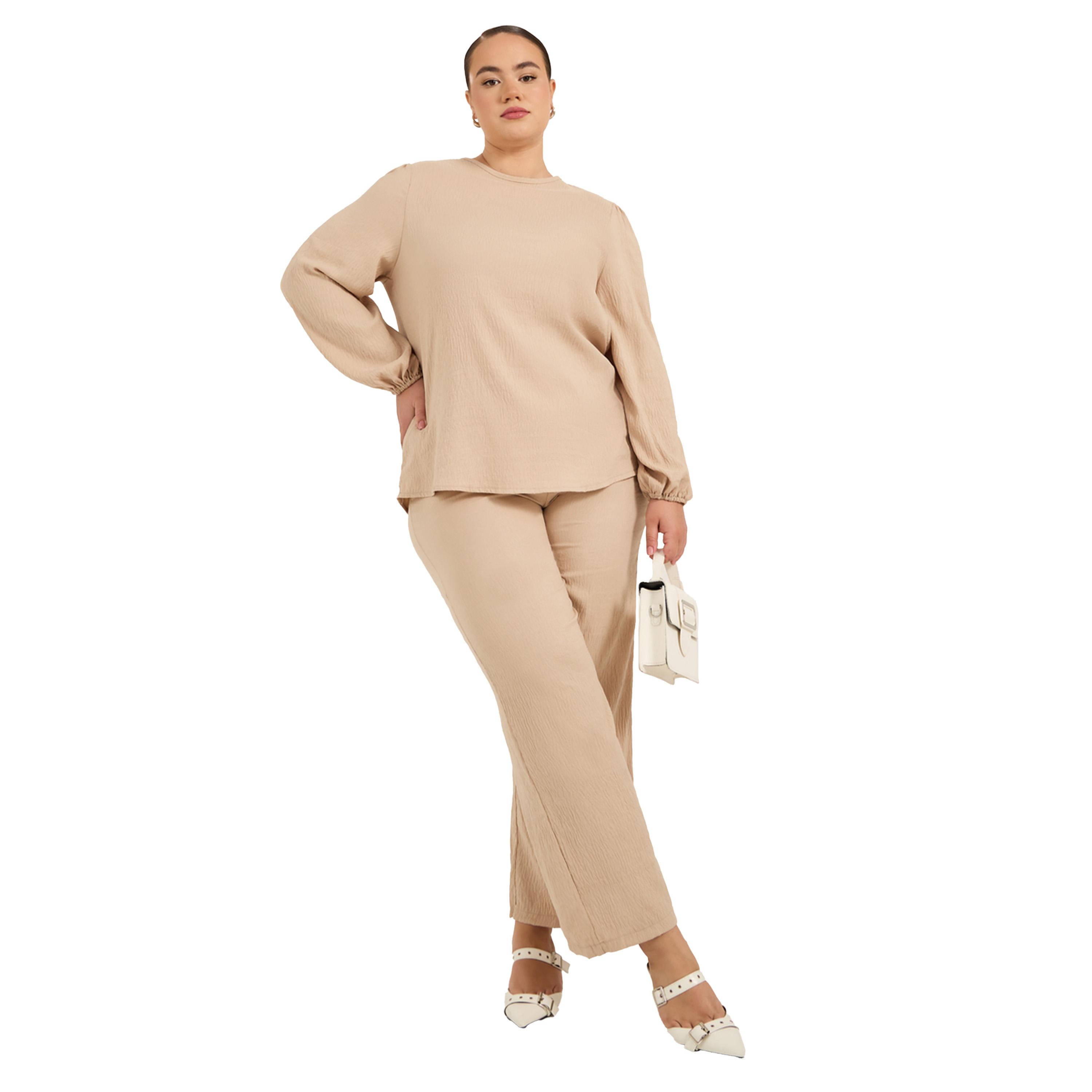 ستايلي - بلوزة بمقاس كبير بأكمام منفوخة مع تفاصيل فيونكة خلفية-women-clothing-shirtsandblouses-blouses-image-2