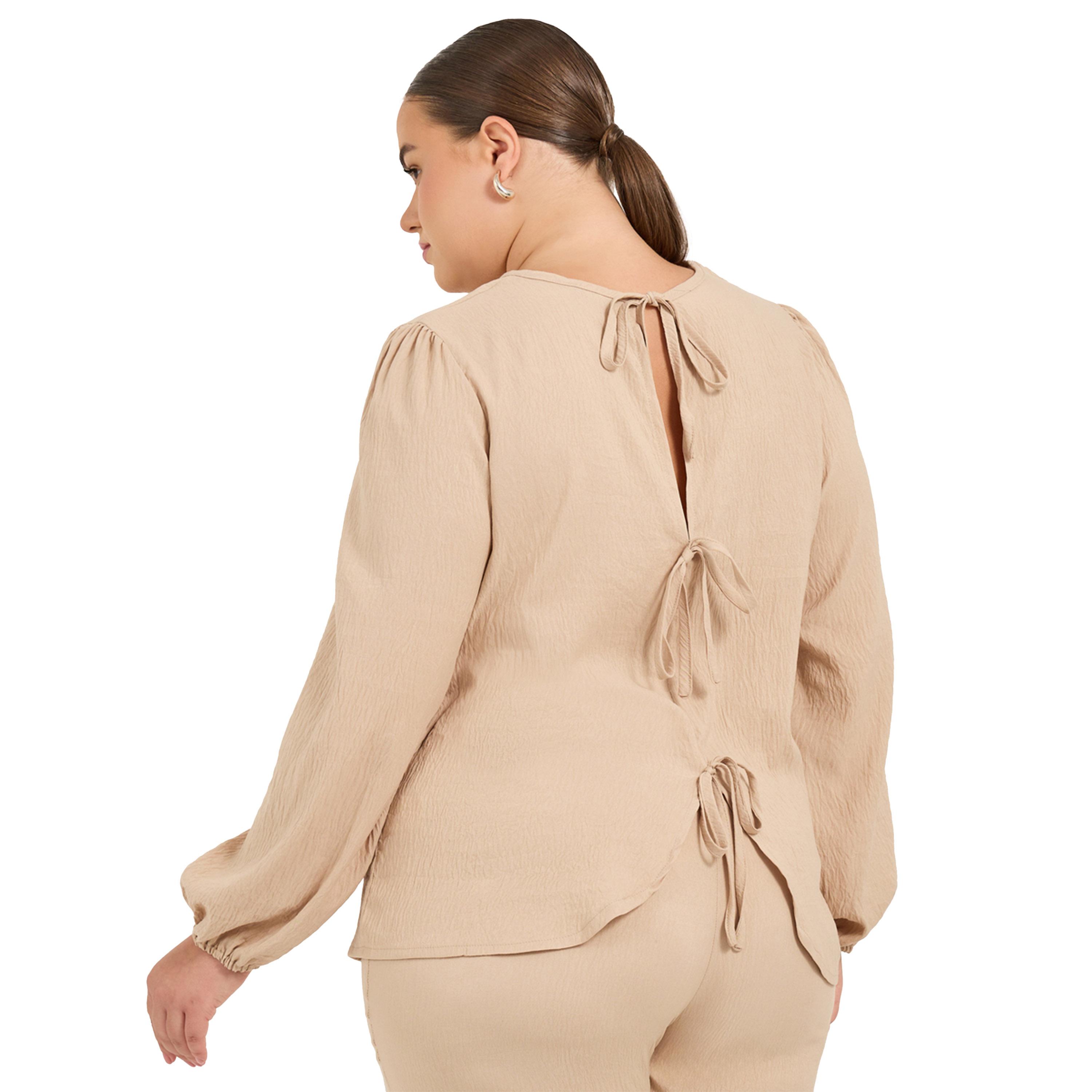 Styli Plus Size Balloon Sleeve Top with Back Bow Detail-women-clothing-shirtsandblouses-blouses-image-4