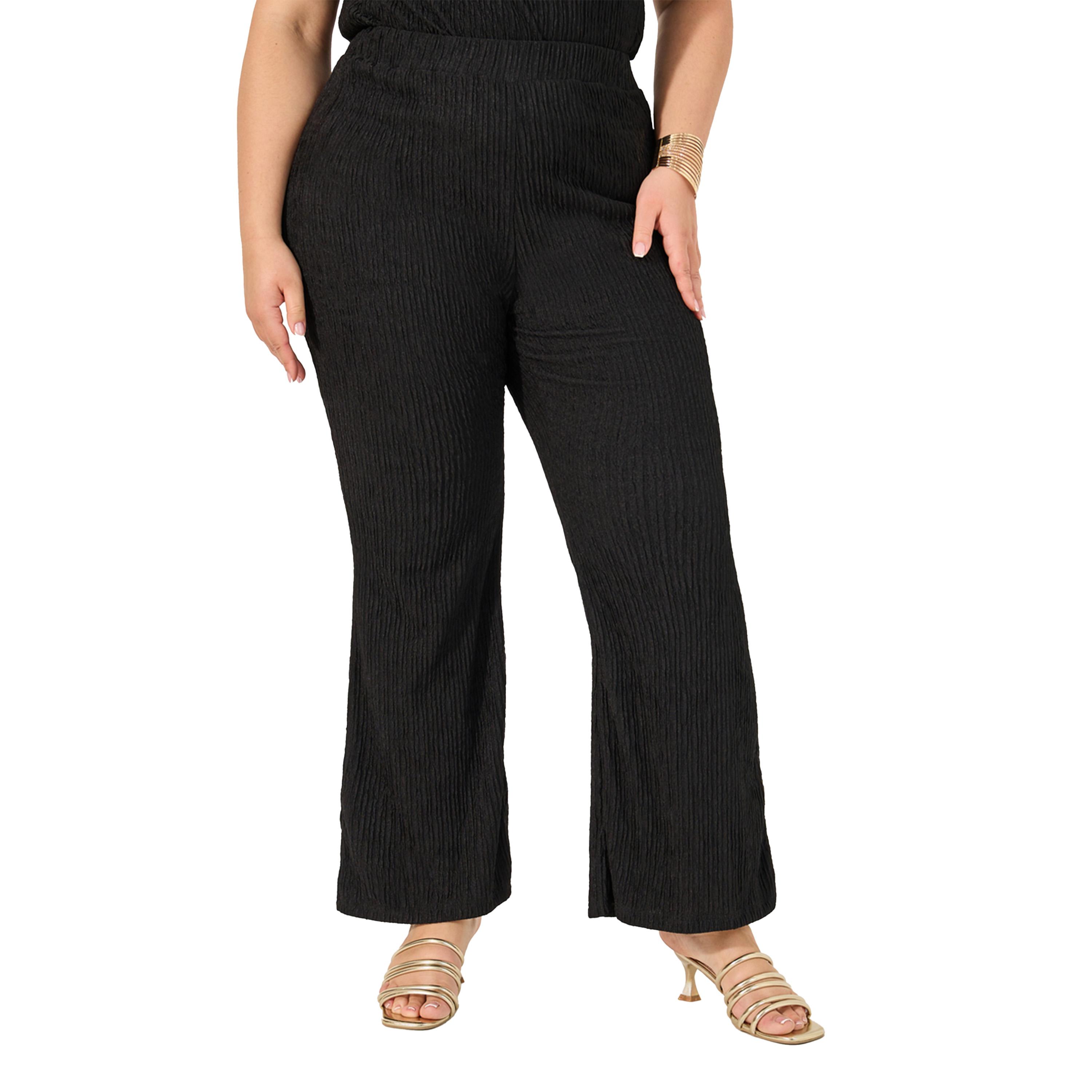 ستايلي - بنطال ساق واسعة بمقاس كبير مع حزام خصر مطاطي-women-clothing-bottoms-trousers-image-2