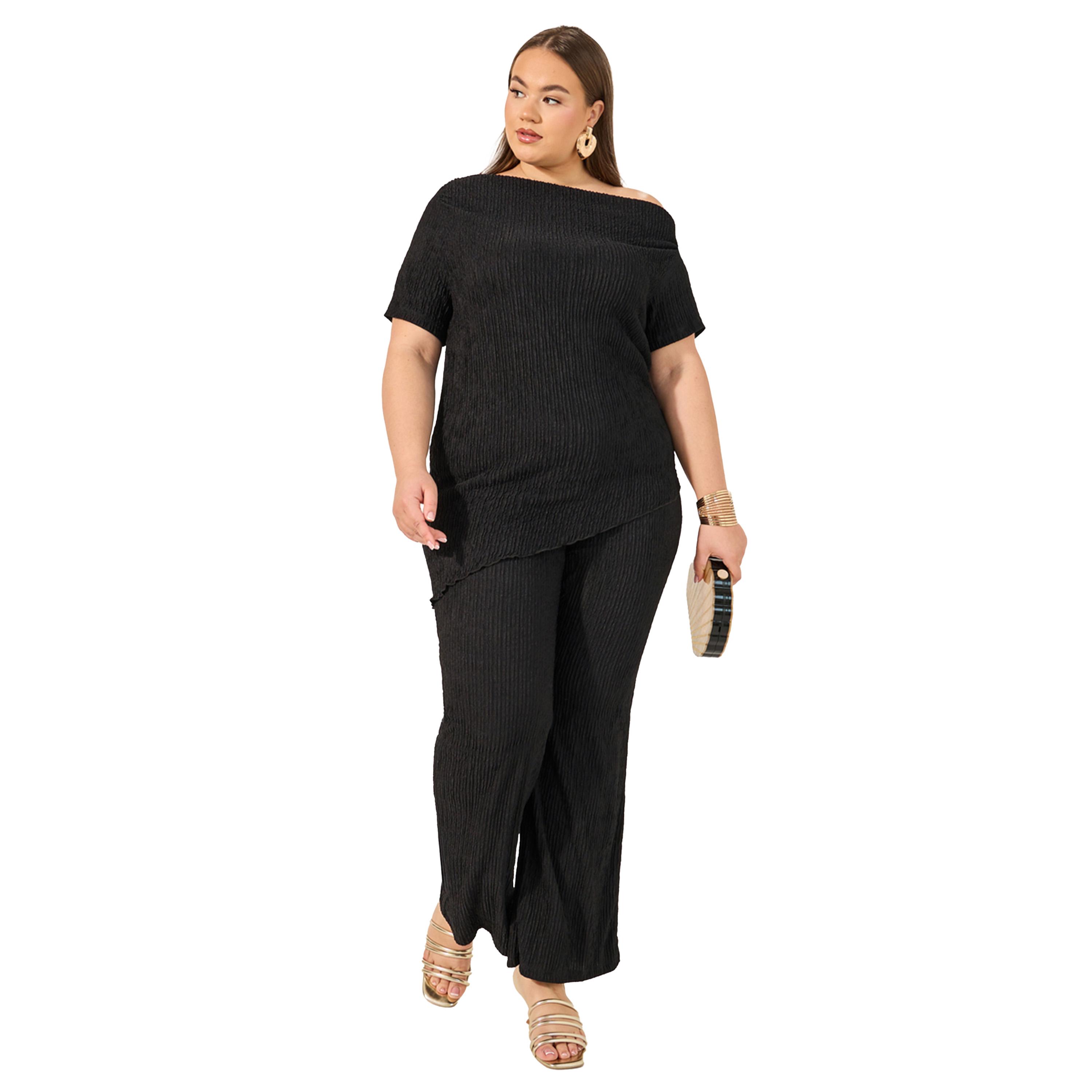 ستايلي - بلوزة بمقاس كبير ورقبة غير متماثلة ومزخرفة-women-clothing-shirtsandblouses-blouses-image-2