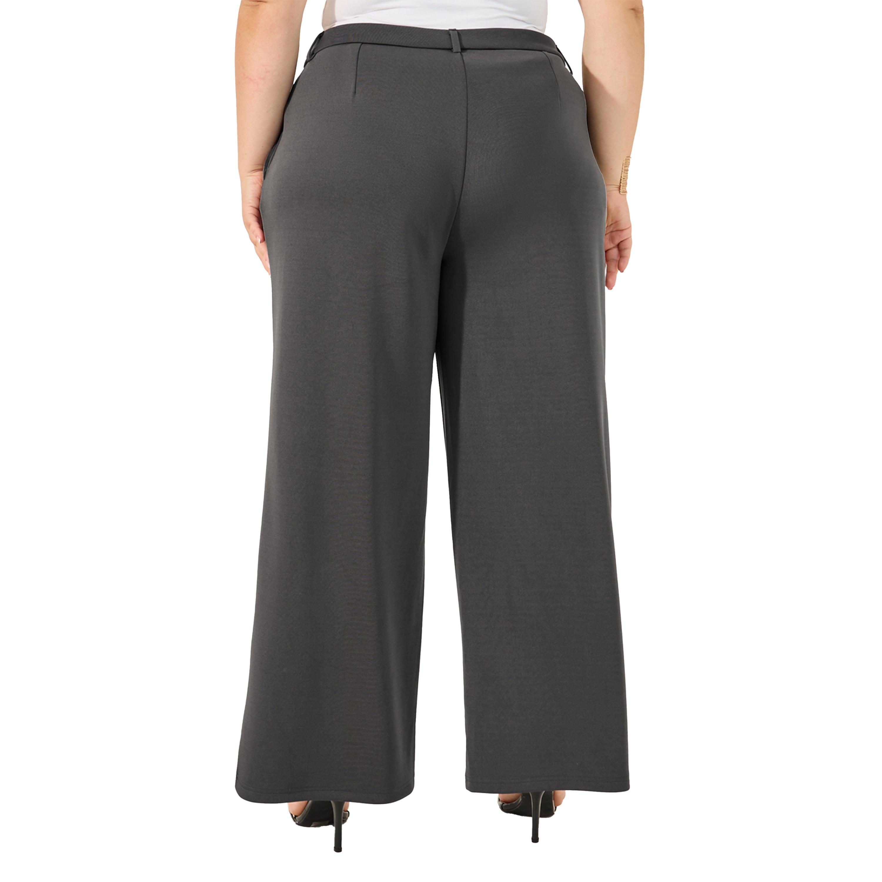 ستايلي -  بنطال سادة ساق واسعة مُفصل-women-clothing-bottoms-trousers-image-4