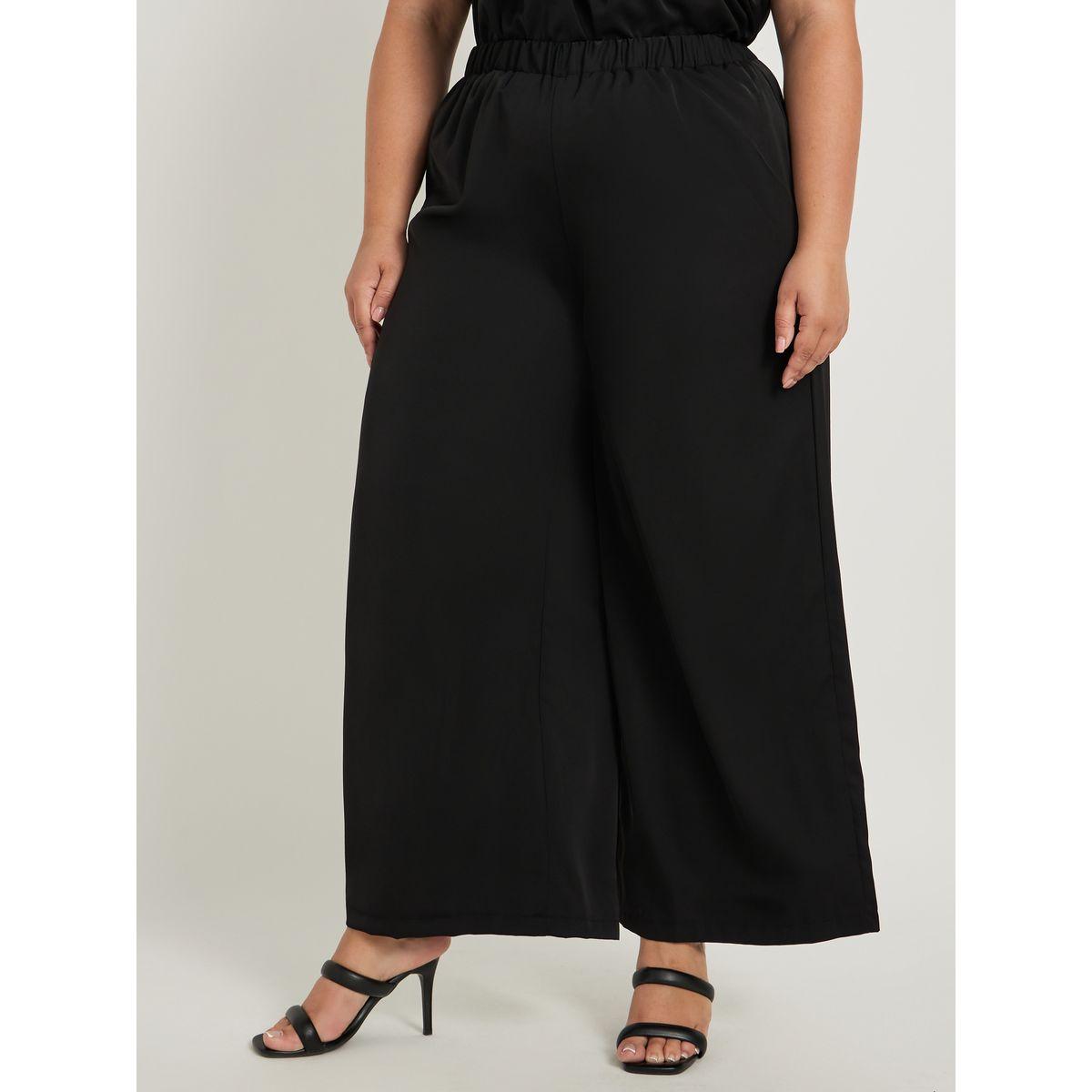 Styli Plus Size Solid Elasticated Waistband Wide Leg Pants-women-clothing-ethnicwear-bottoms-pants-image-2