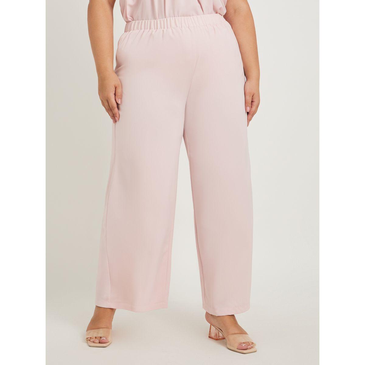 Styli Plus Size Solid Elasticated Waistband Wide Leg Pants-women-clothing-ethnicwear-bottoms-pants-image-2