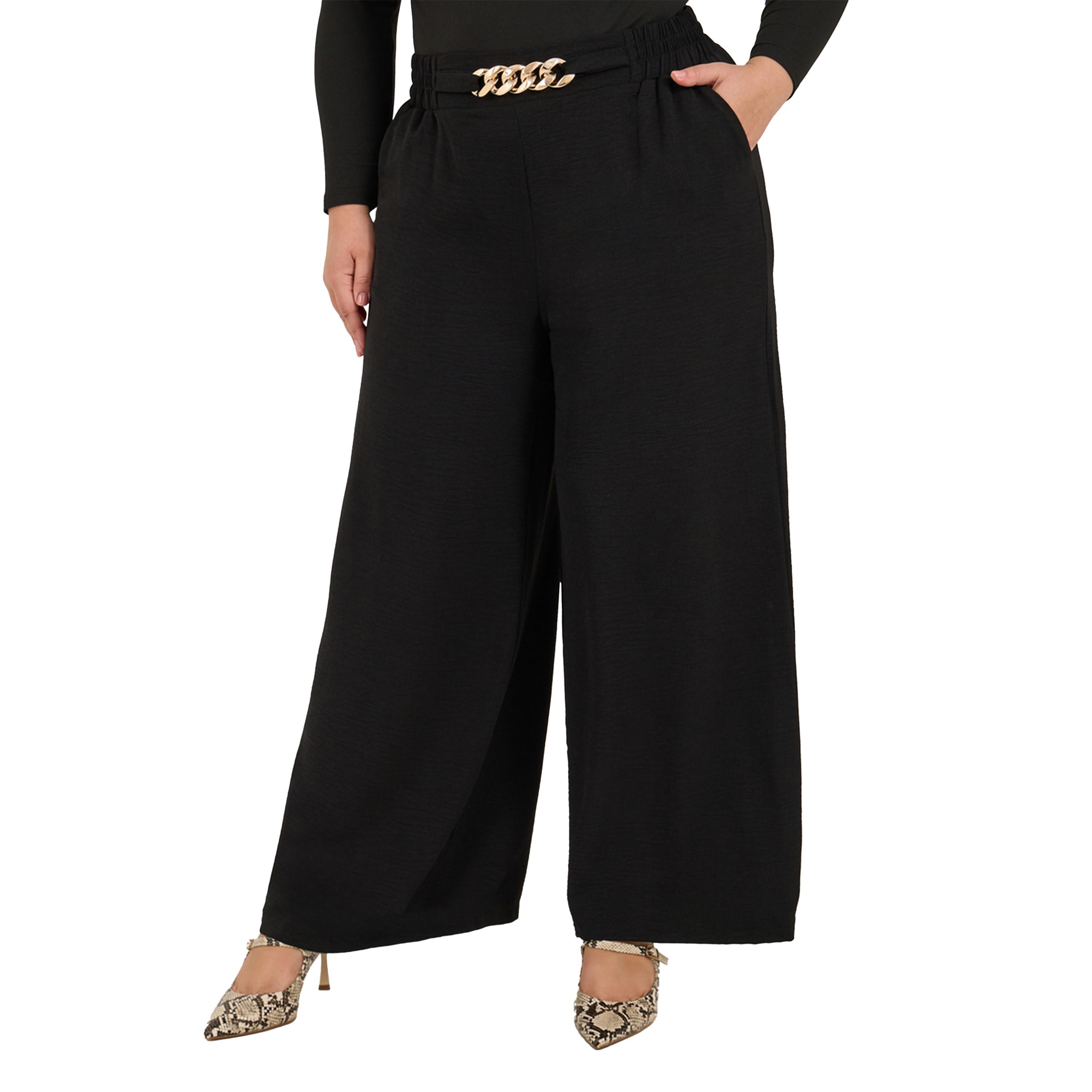 ستايلي - بنطال ساق واسعة مقاس كبير مع إبزيم سلسلة-women-clothing-bottoms-trousers-image-2