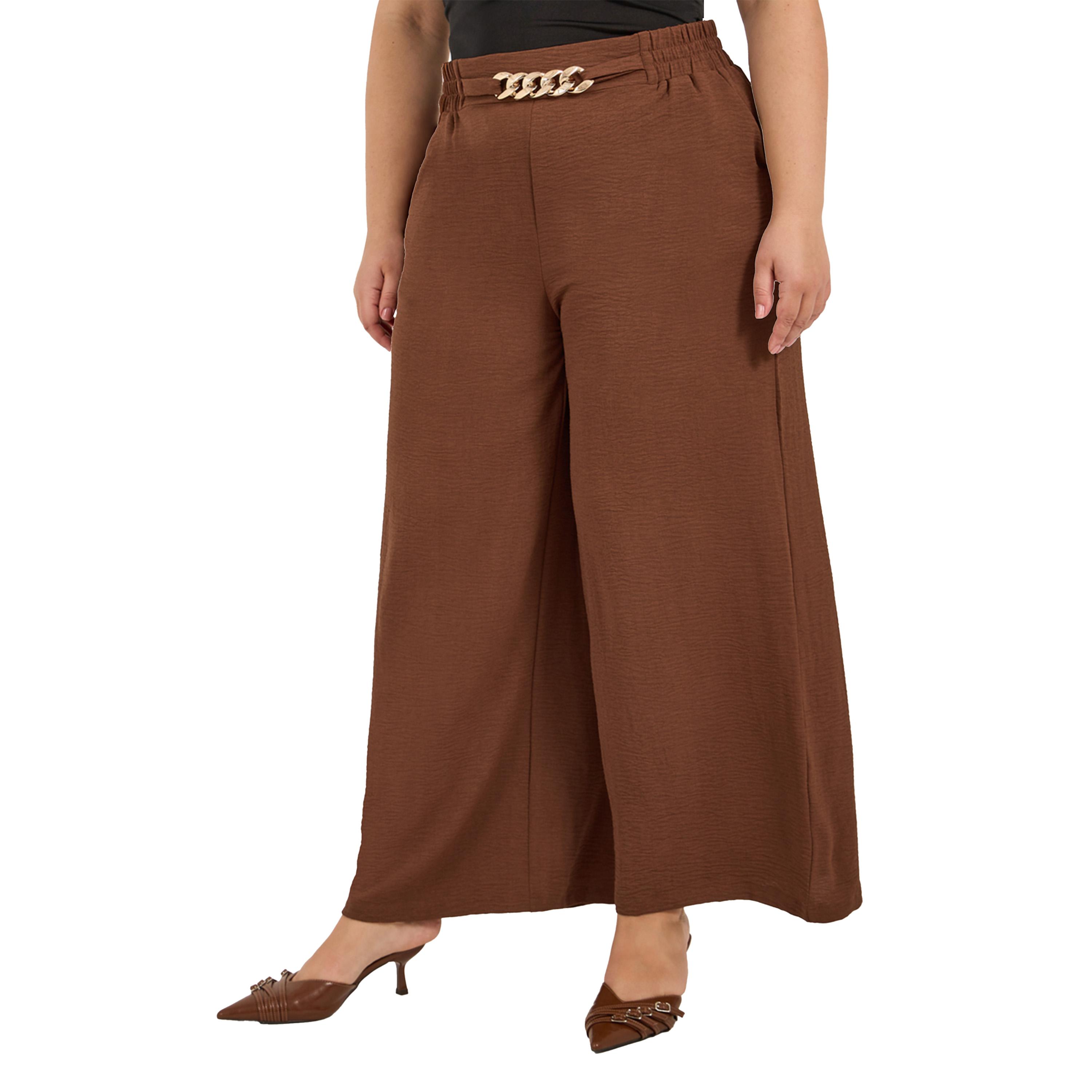 ستايلي - بنطال ساق واسعة مقاس كبير مع إبزيم سلسلة-women-clothing-bottoms-trousers-image-2