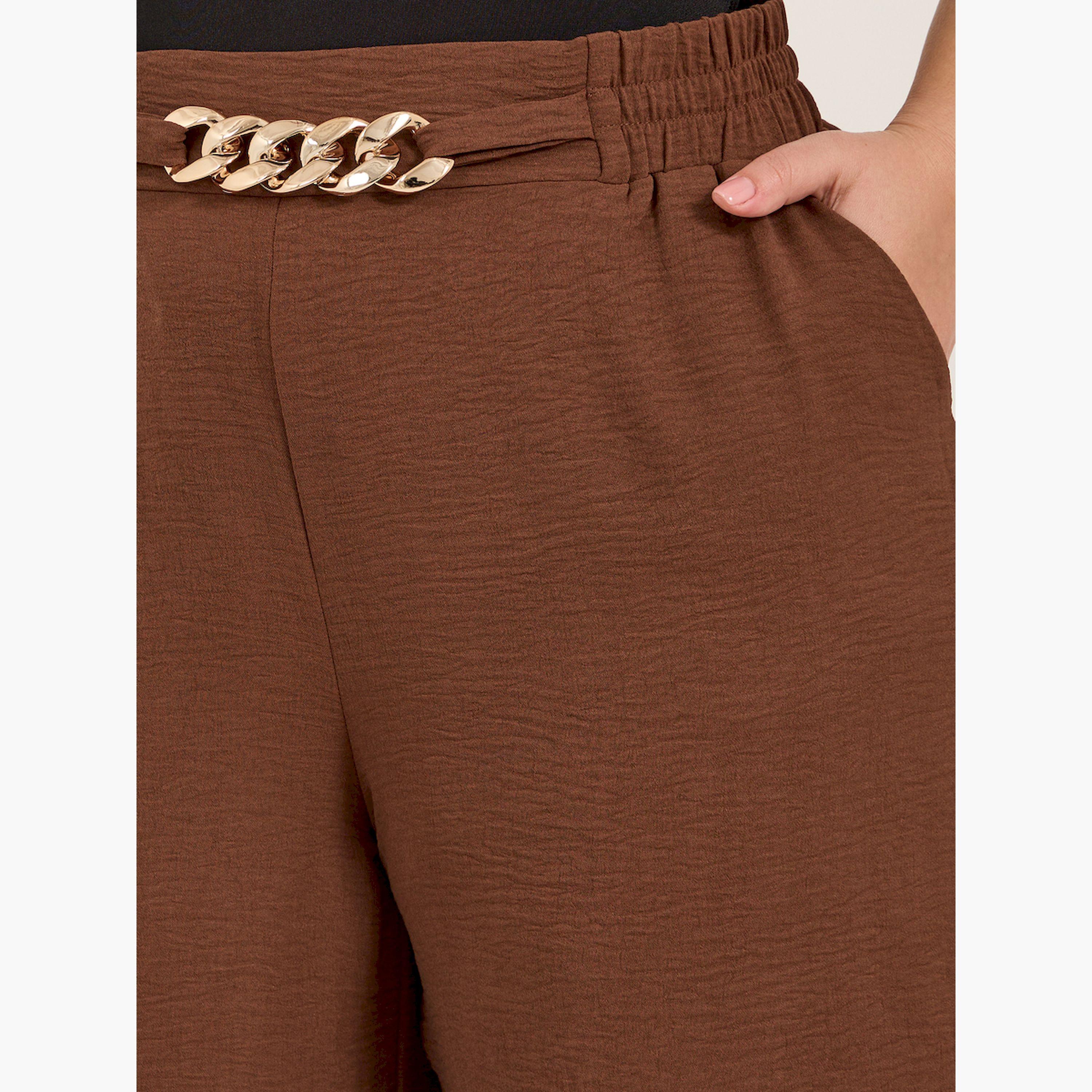 ستايلي - بنطال ساق واسعة مقاس كبير مع إبزيم سلسلة-women-clothing-bottoms-trousers-image-3