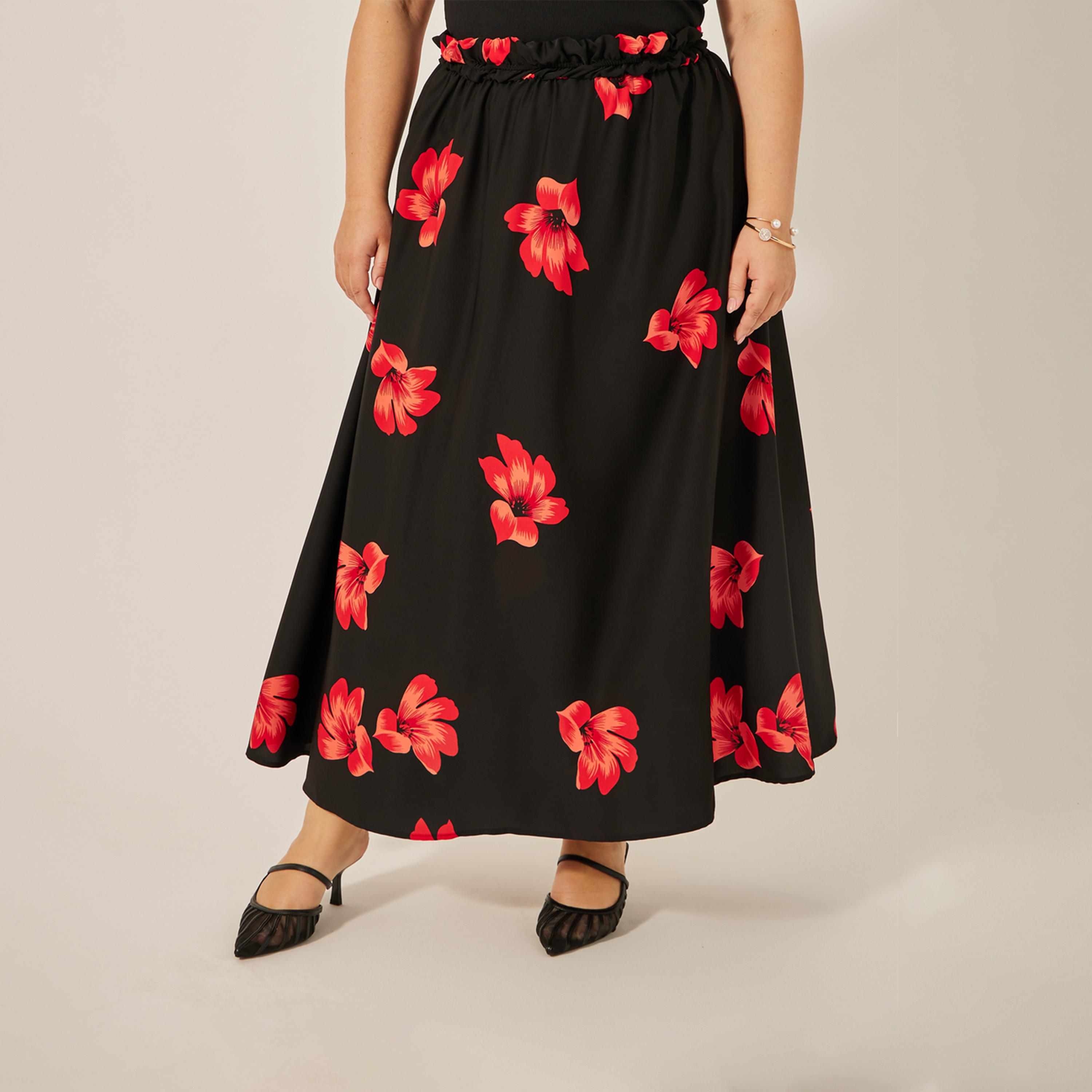 Styli Plus Size Floral Print A-Line Maxi Skirt-women-clothing-bottoms-skirts-image-3